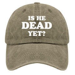 Liabiliies Is He Dead Yet Hat back view with adjustable strap.
