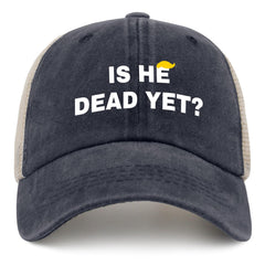 Liabiliies Is He Dead Yet Hat back view shows adjustable strap for a secure fit.