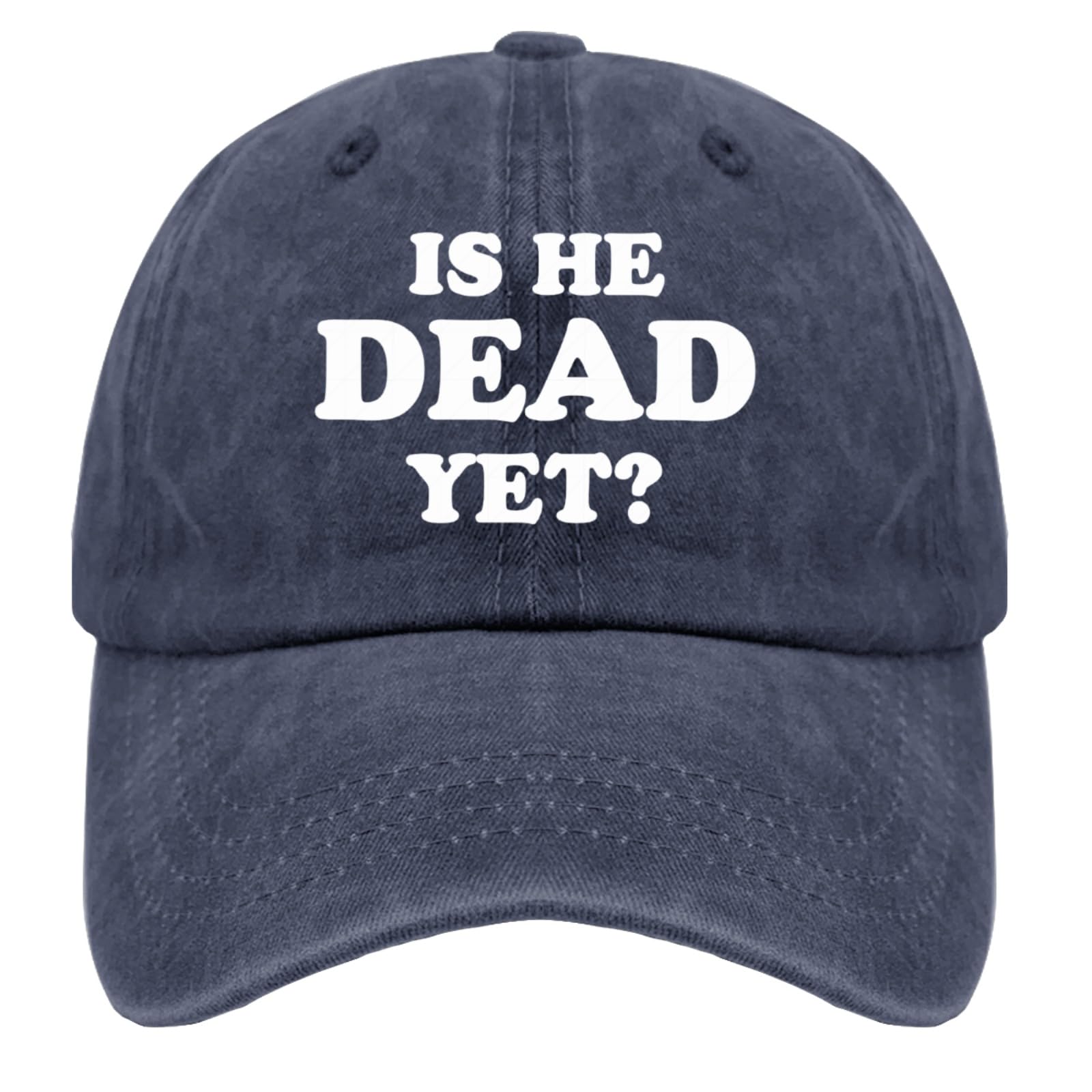 liabiliies Is He Dead Yet Hat back view with adjustable snapback for a personalized fit