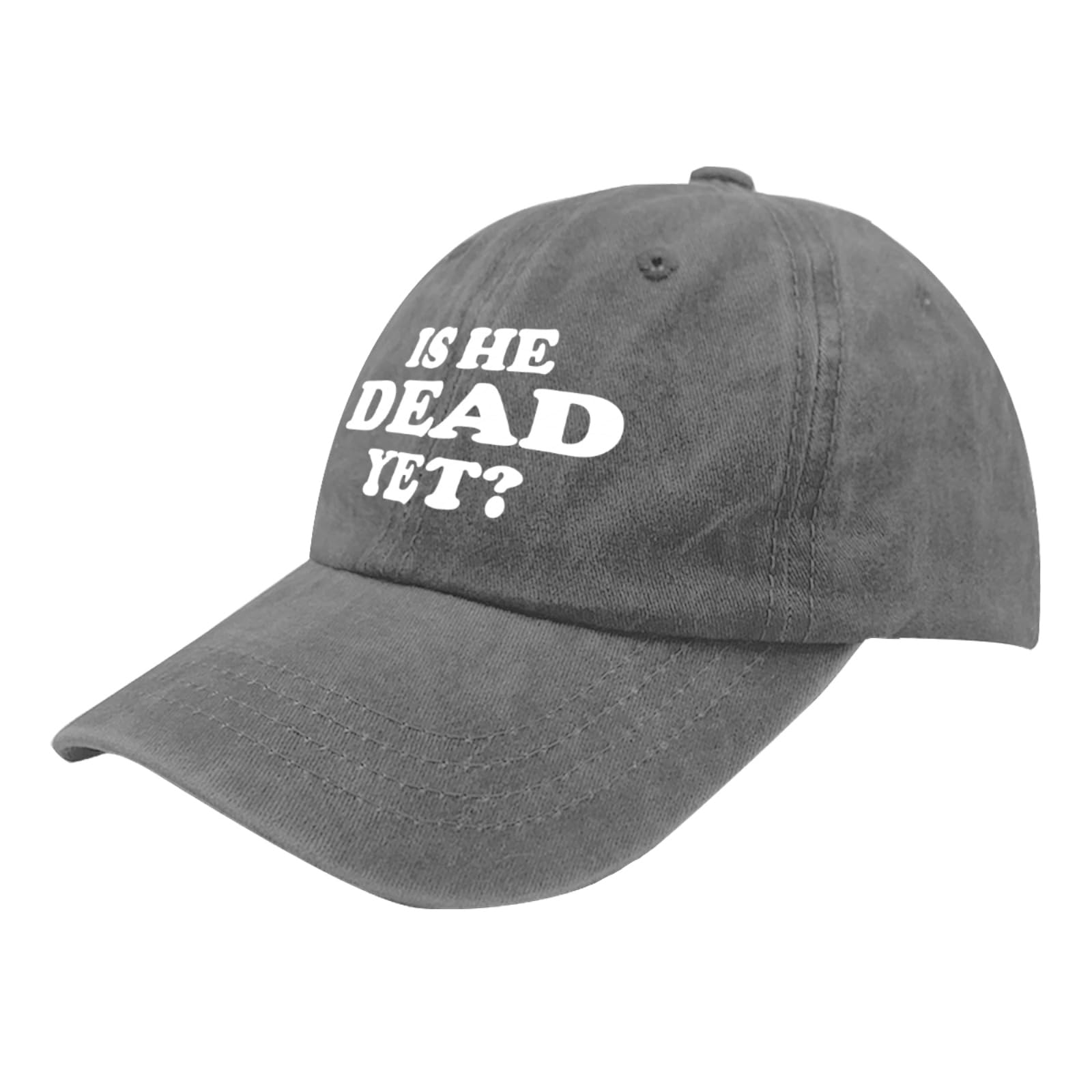 Liabiliies Is He Dead Yet Hat denim texture close-up highlights vintage vibe