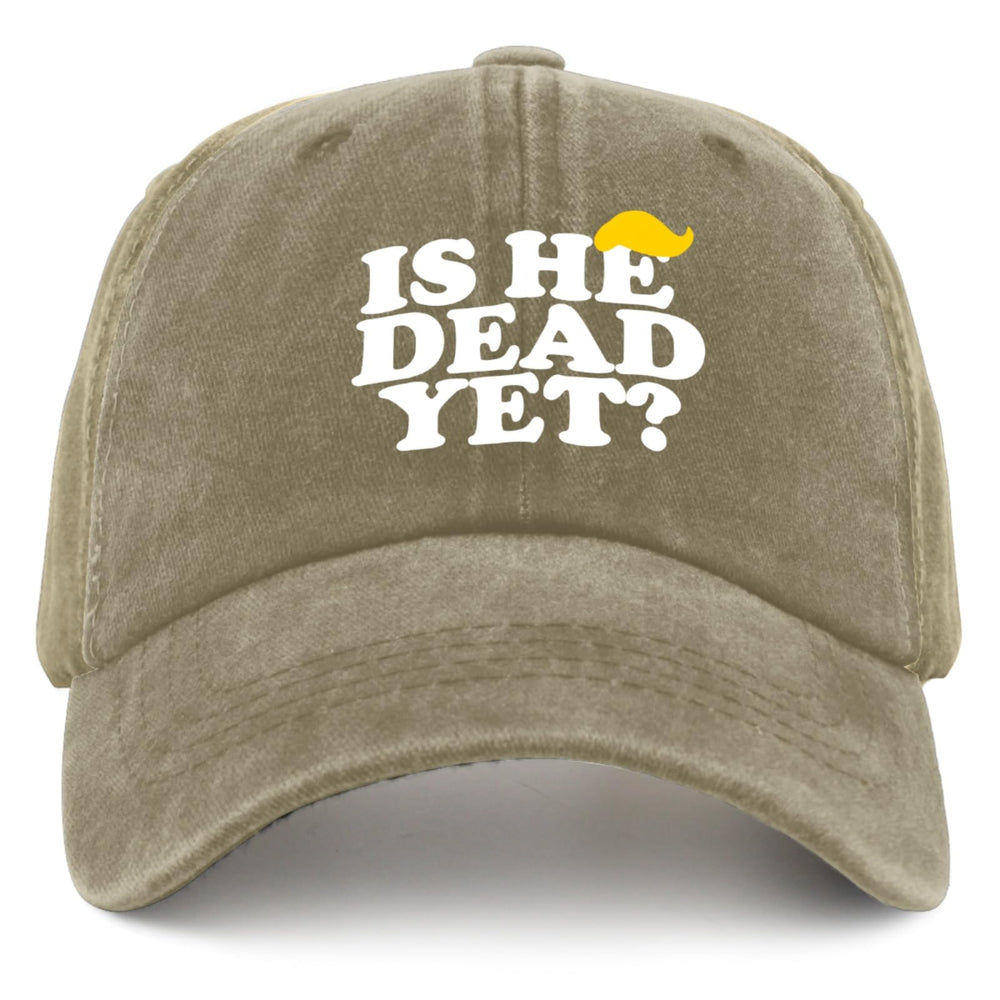 liabiliies Is He Dead Yet Hat front view with breathable mesh for summer comfort.