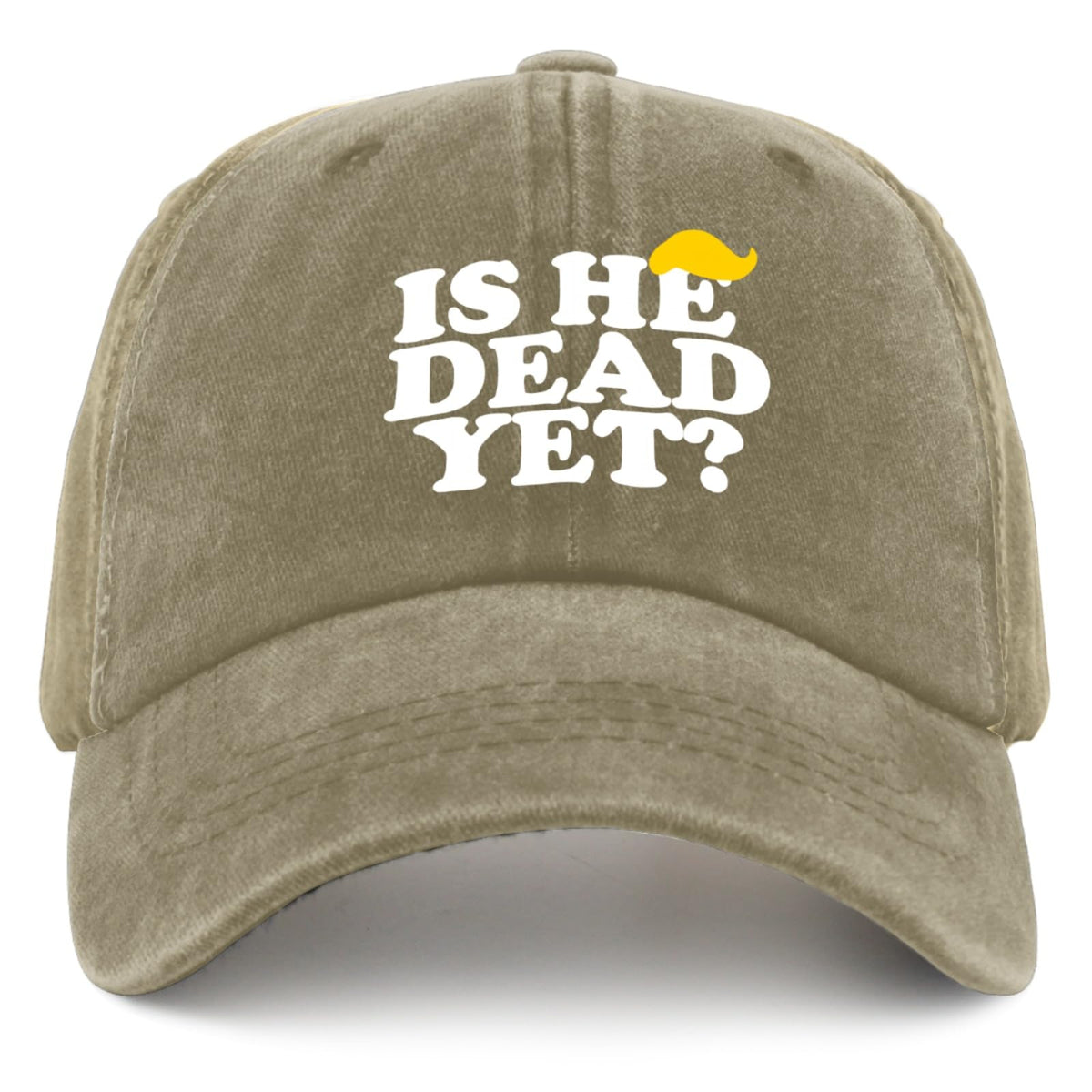 liabiliies Is He Dead Yet Hat front view with breathable mesh for summer comfort.