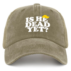 liabiliies Is He Dead Yet Hat front view with breathable mesh for summer comfort.