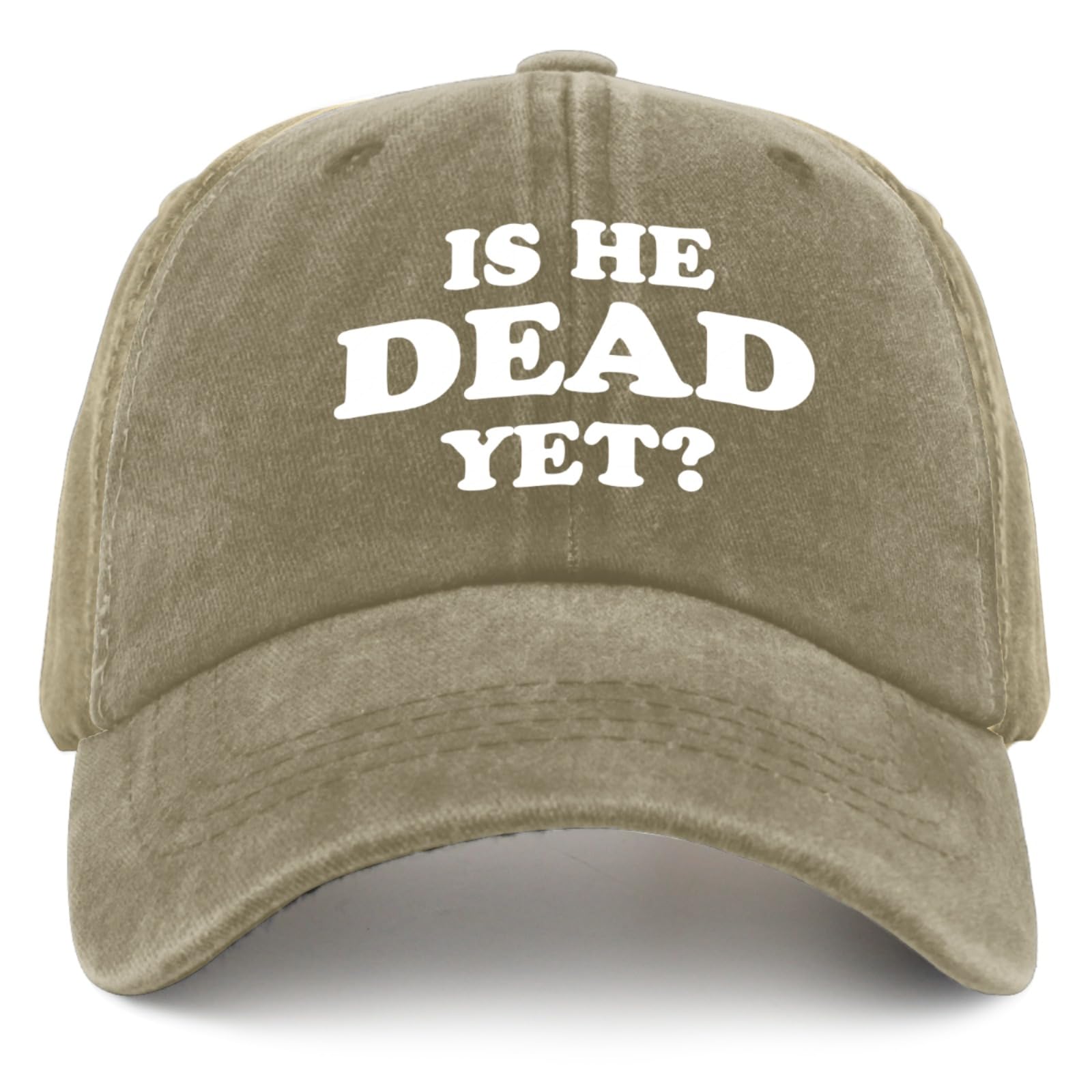 Liabiliies Is He Dead Yet Hat front view for casual everyday style.