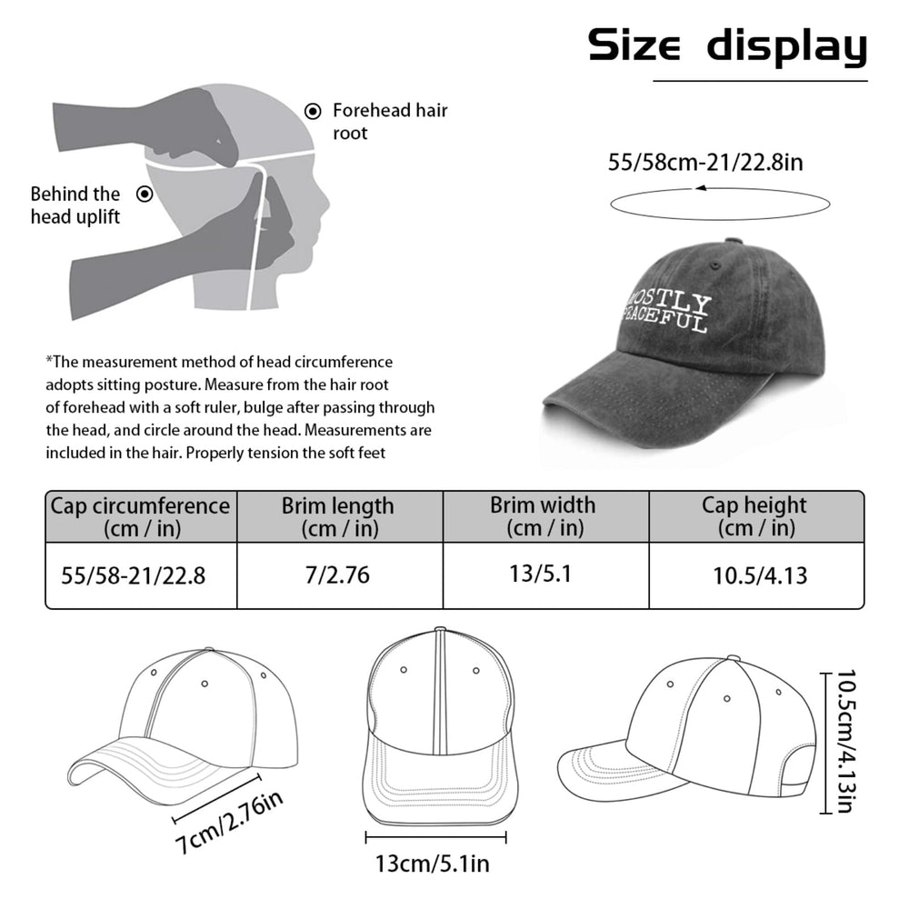 liabiliies Mostly Peaceful Hat worn by man demonstrates unisex comfort and casual style