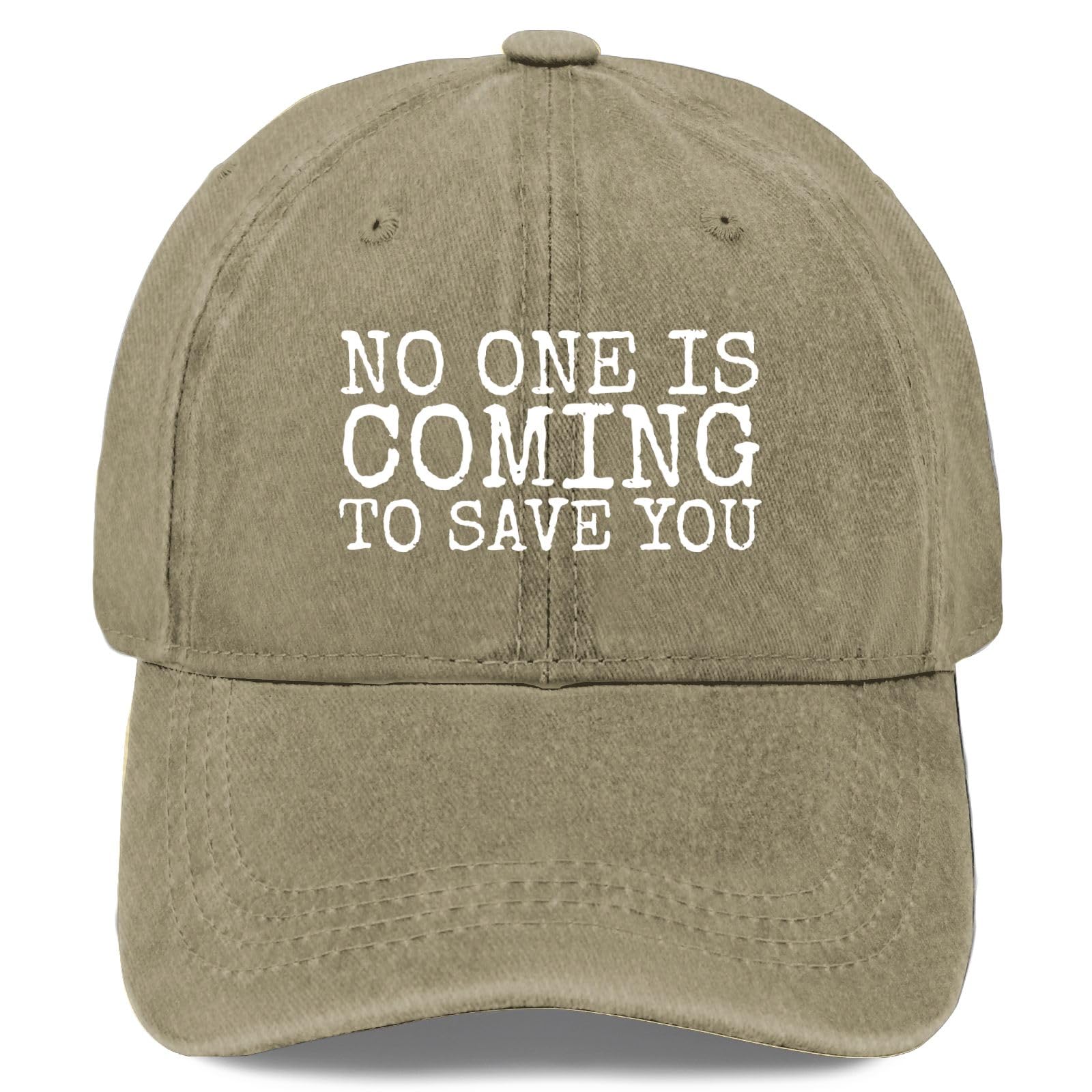 Liabiliies No One Is Coming to Save You hat front view with adjustable fit