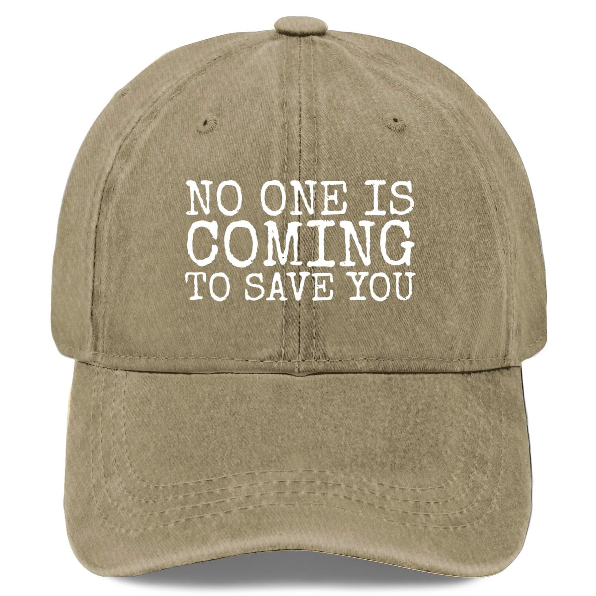 Liabiliies No One Is Coming to Save You hat front view with adjustable fit