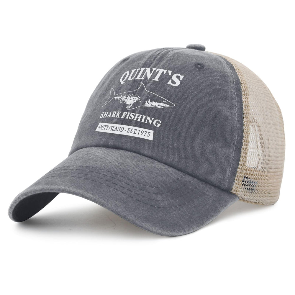 Liabiliies Quints Shark Fishing Amity Island hat back view, metal slider adjusts to head size.