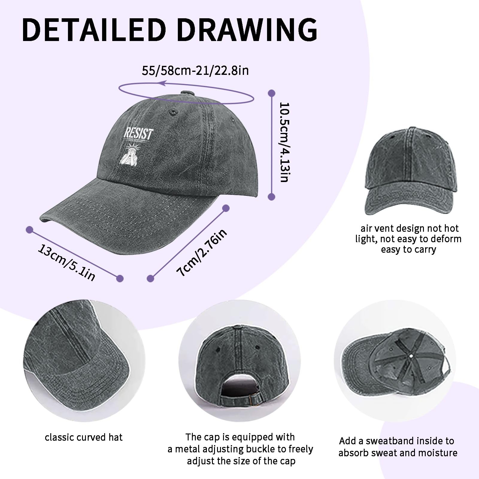 liabiliies Resist The Power hat, back view, adjustable strapback for a secure fit.