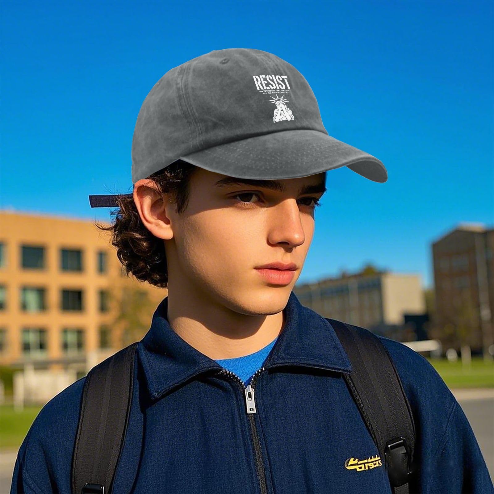 liabiliies Resist The Power hat, washed grey finish, versatile casual style.