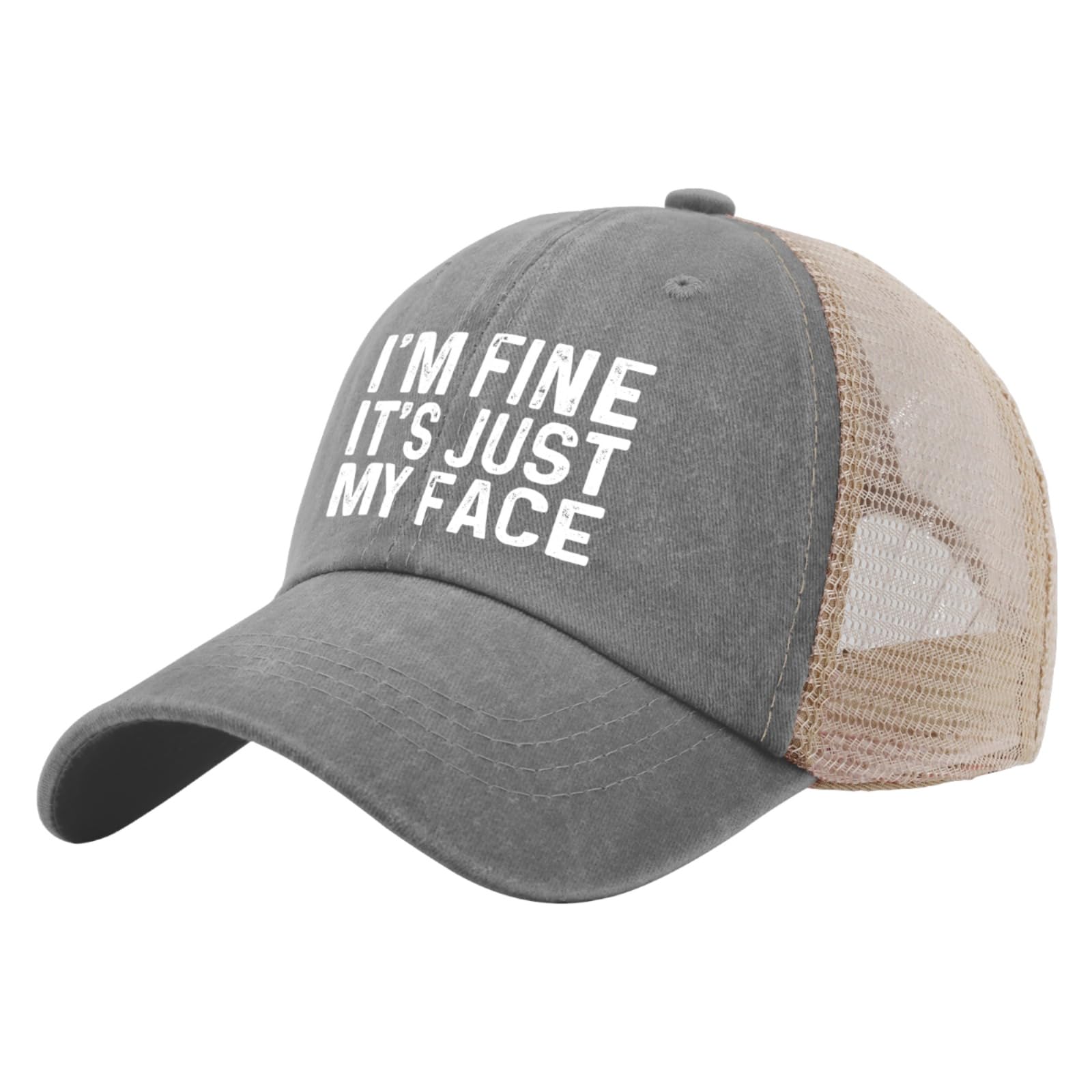 Liabiliies retro-style trucker hat with breathable back mesh for outdoor adventures.