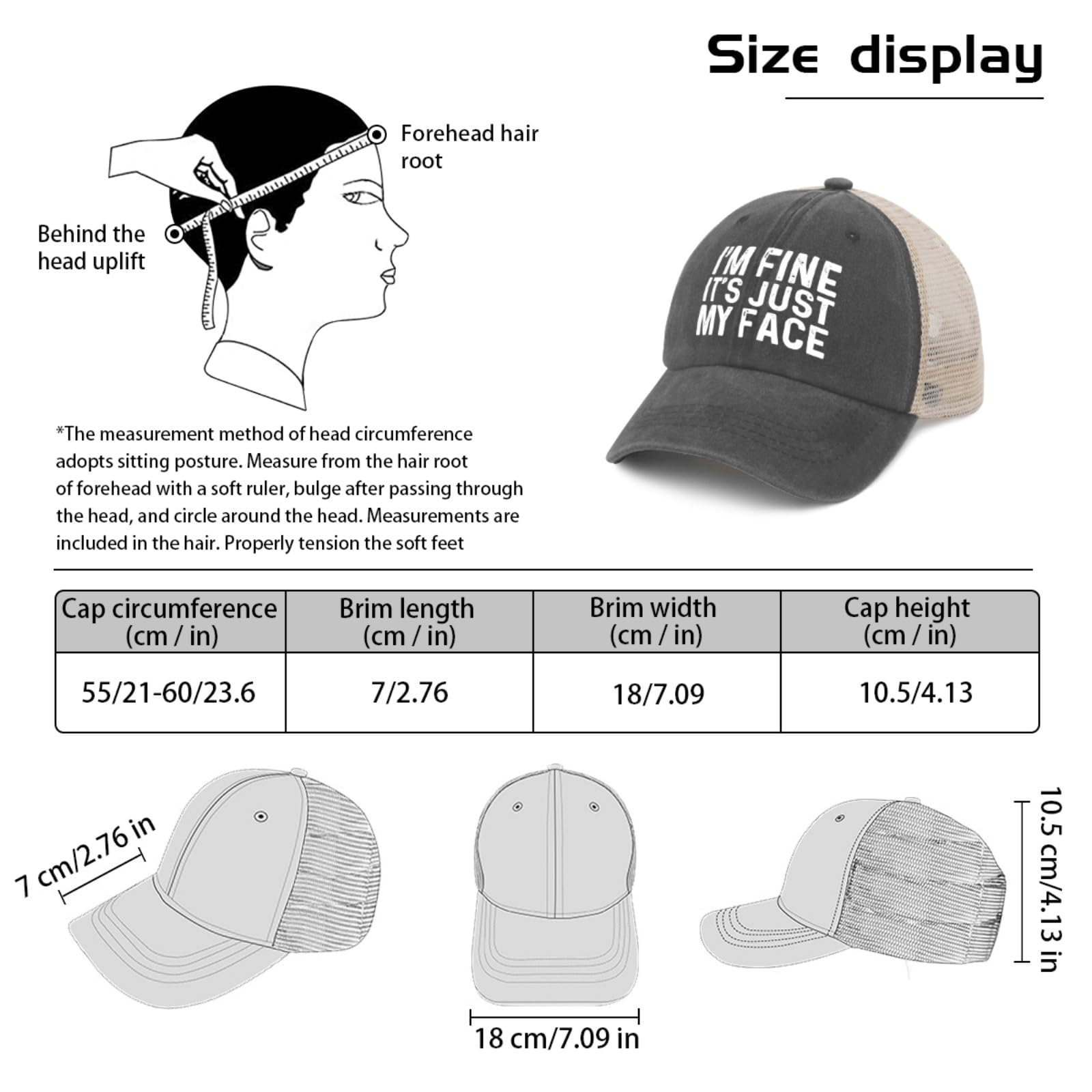 Liabiliies soft, breathable cap to ease bad hair days and daily wear.