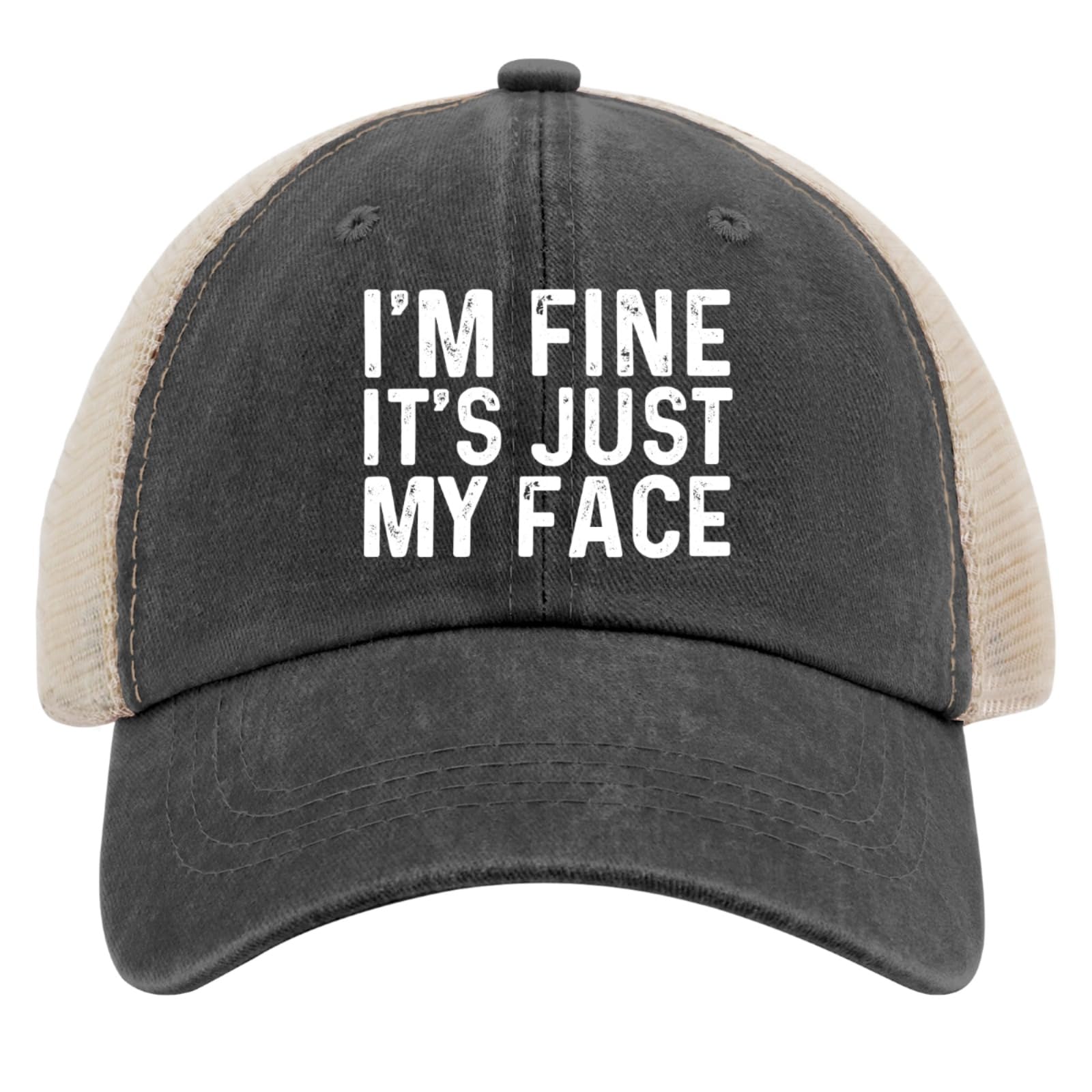 liabiliies Washed denim mesh cap front view breathable comfort for hot days
