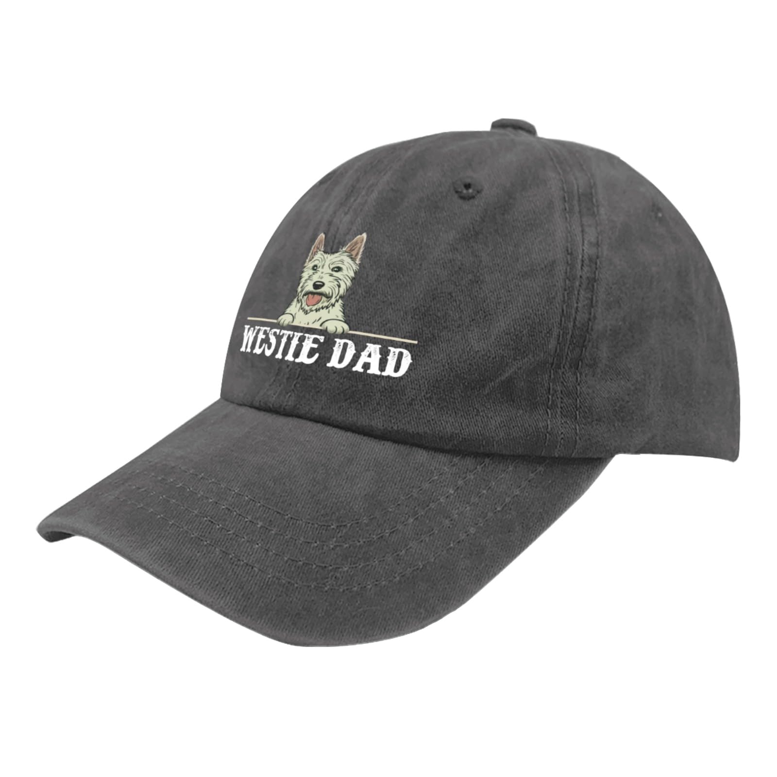 liabiliies Westie Dad Hat with adjustable snapback for a customizable fit.