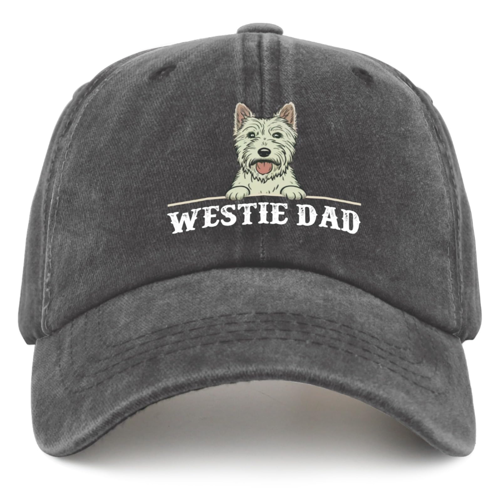 liabiliies Westie Dad Hat in washed denim for vintage, breathable summer style.