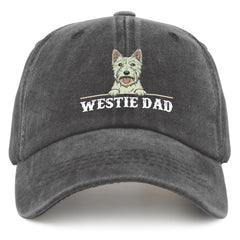 liabiliies Westie Dad Hat in washed denim for vintage, breathable summer style.