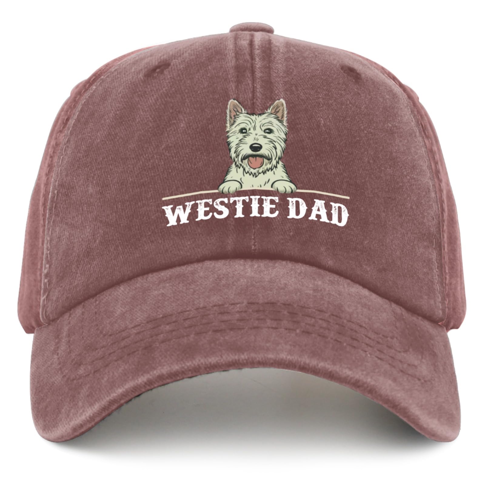 Liabiliies Westie Dad Hat wine red front view with sun-ready style