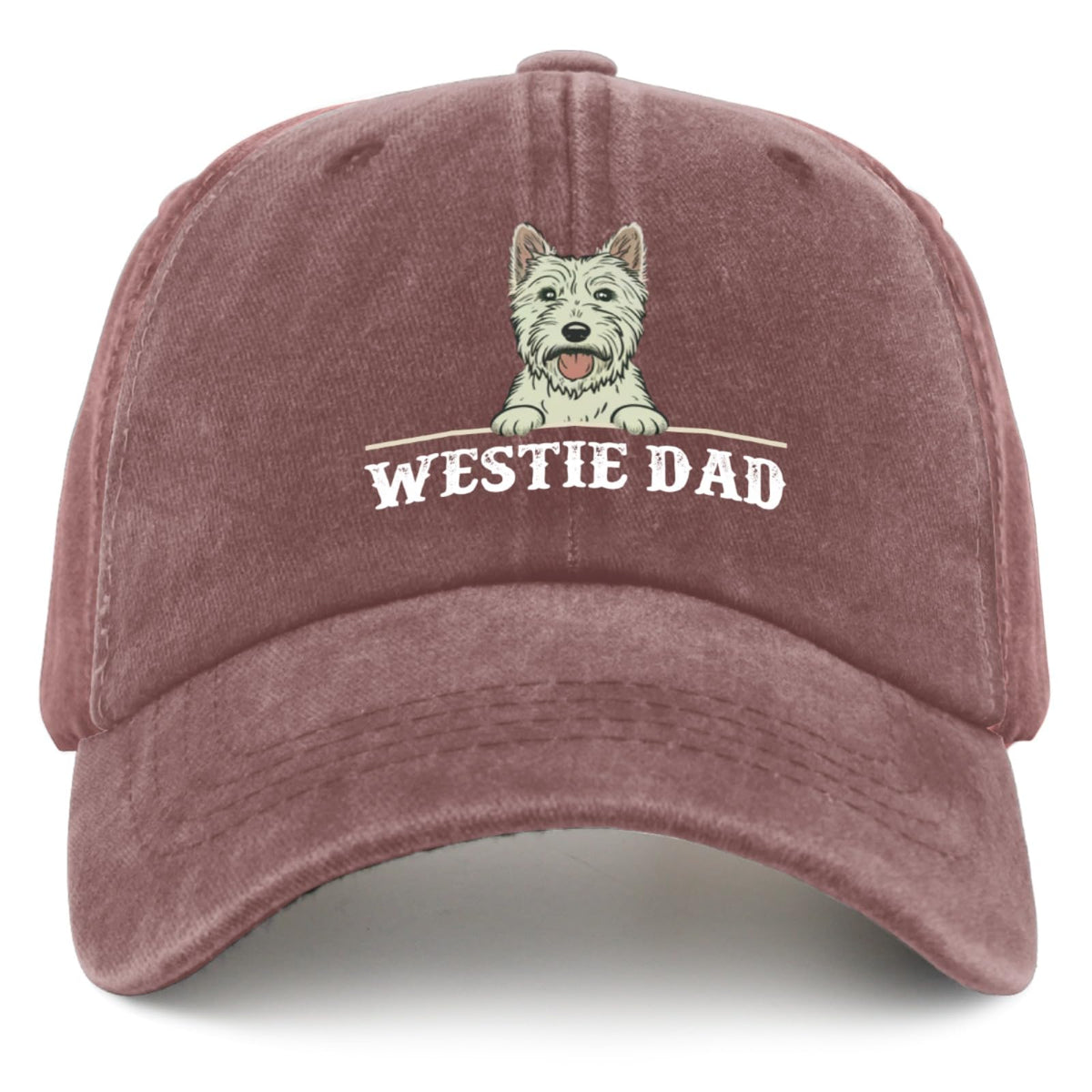 Liabiliies Westie Dad Hat wine red front view with sun-ready style