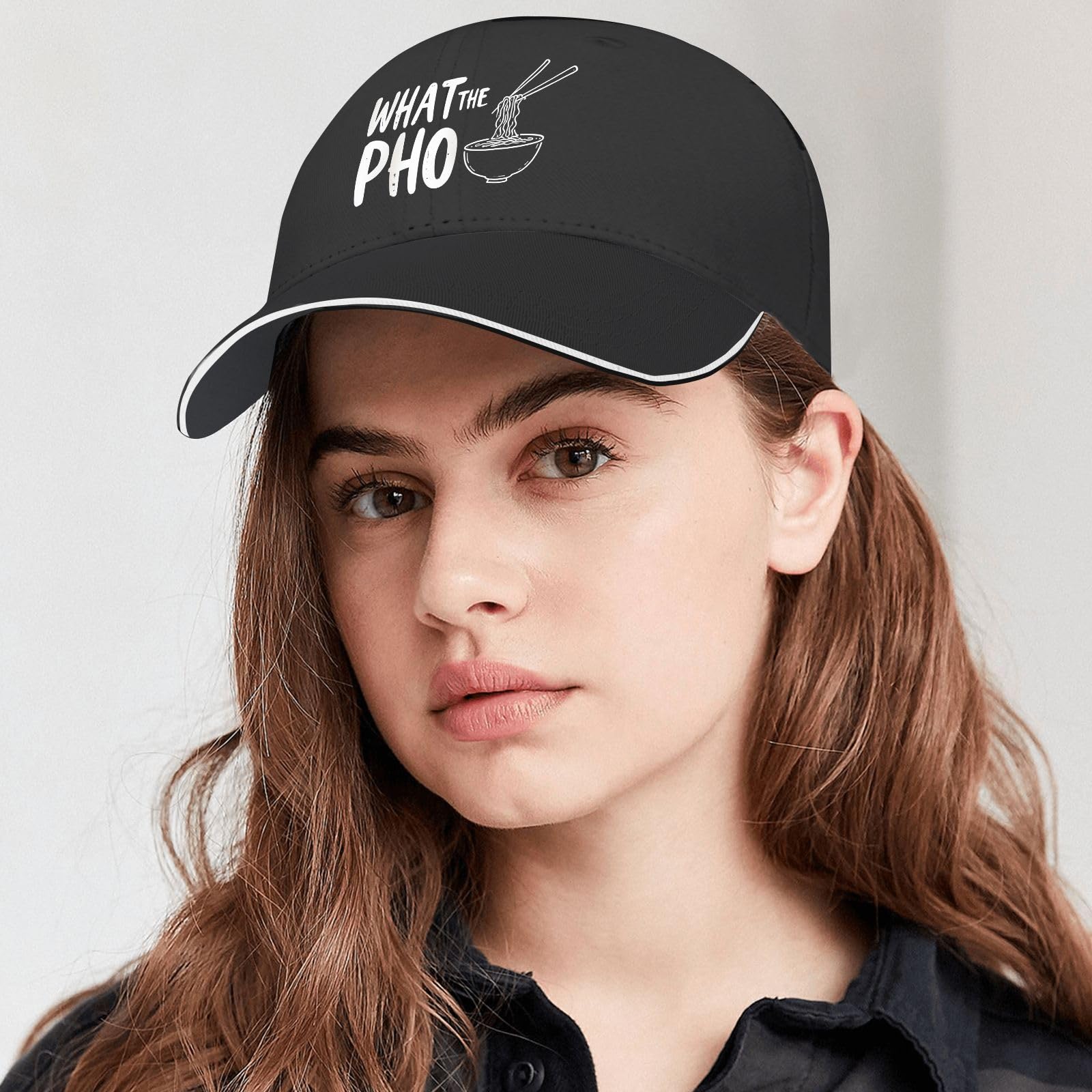 liabiliies What The Pho Hat on head demonstrates street-style vibes