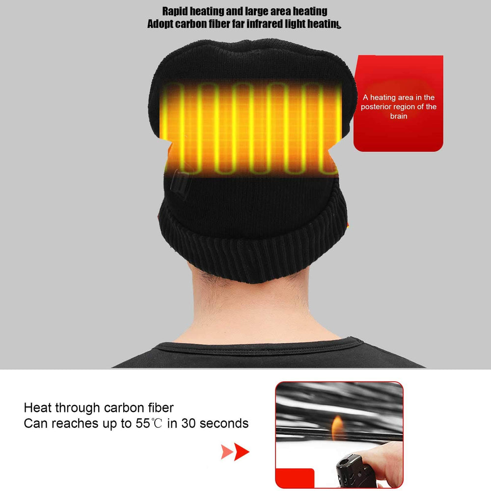 LIANGLIDE heated hat USB charging cable included, convenient on‑the‑go warmth.