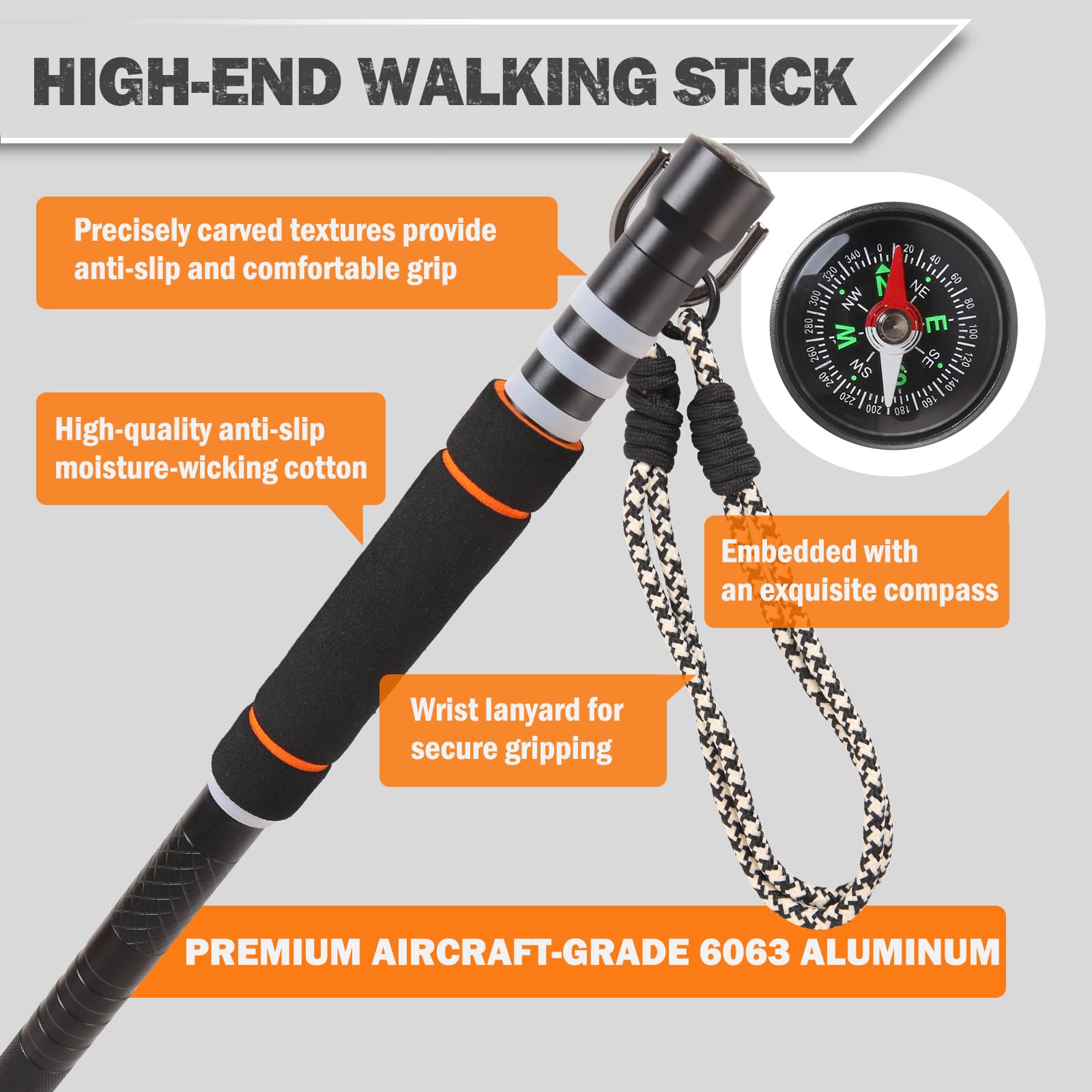 LIANGBAI walking stick non-slip grip with cotton handling for comfort