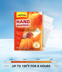 LIBERFEEL hand warmers offer up to 10 hours of steady heat