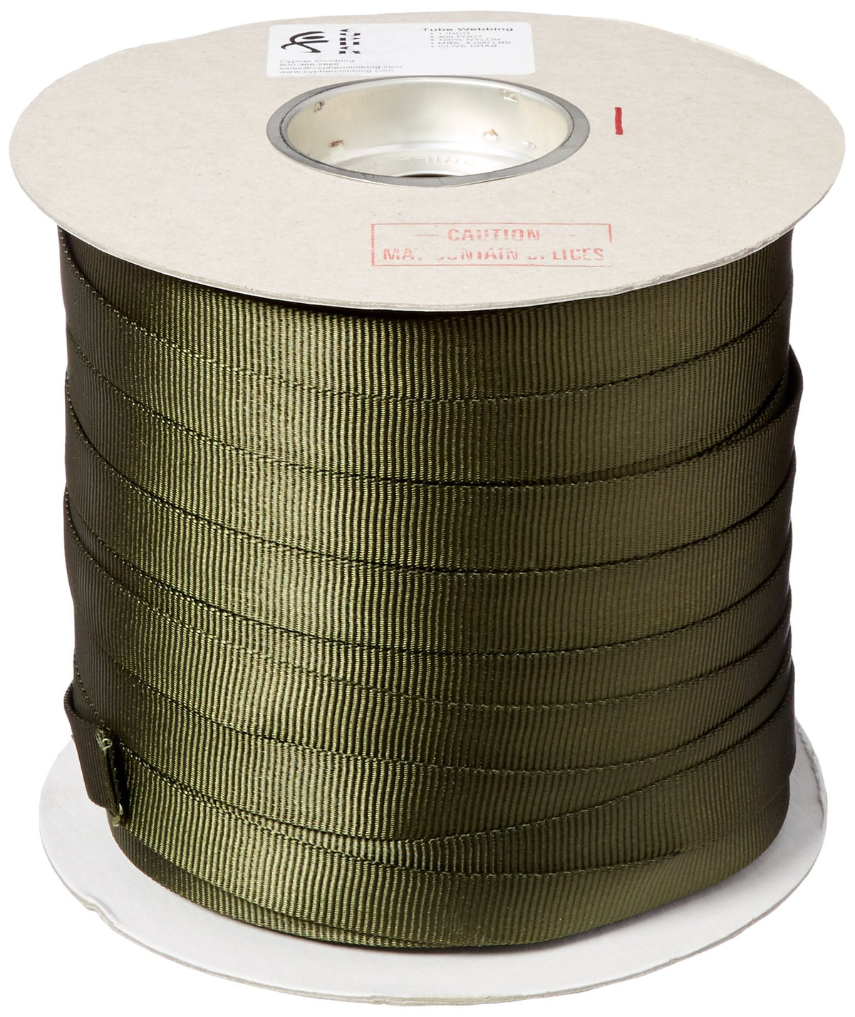 Liberty Mountain Cypher olive drab tube web 1in x 300ft for secure outdoor tie-downs