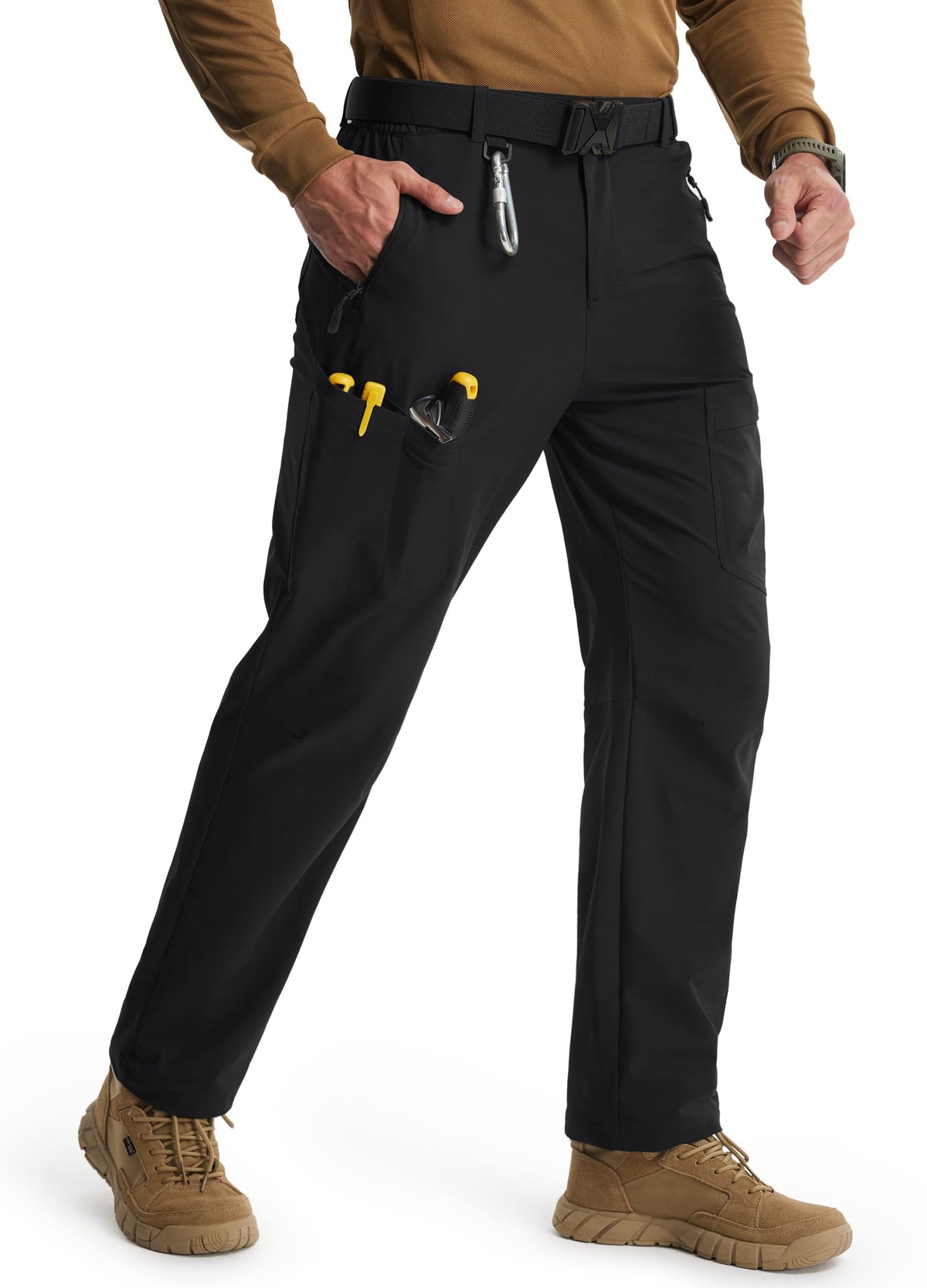 Libin men's cargo pants fabric close-up shows durable ripstop nylon.