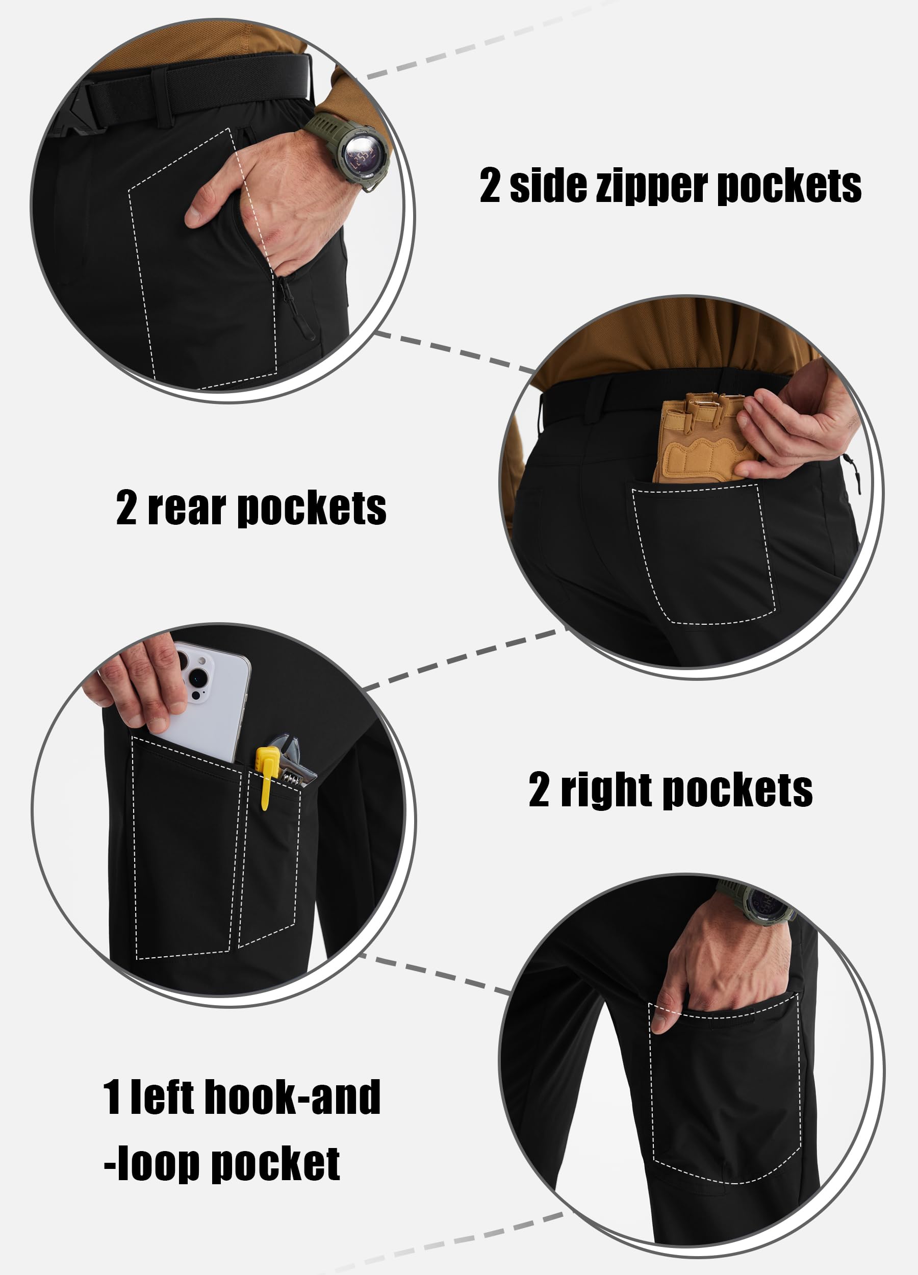 Libin cargo pants water-resistant finish keeps you dry in light rain.