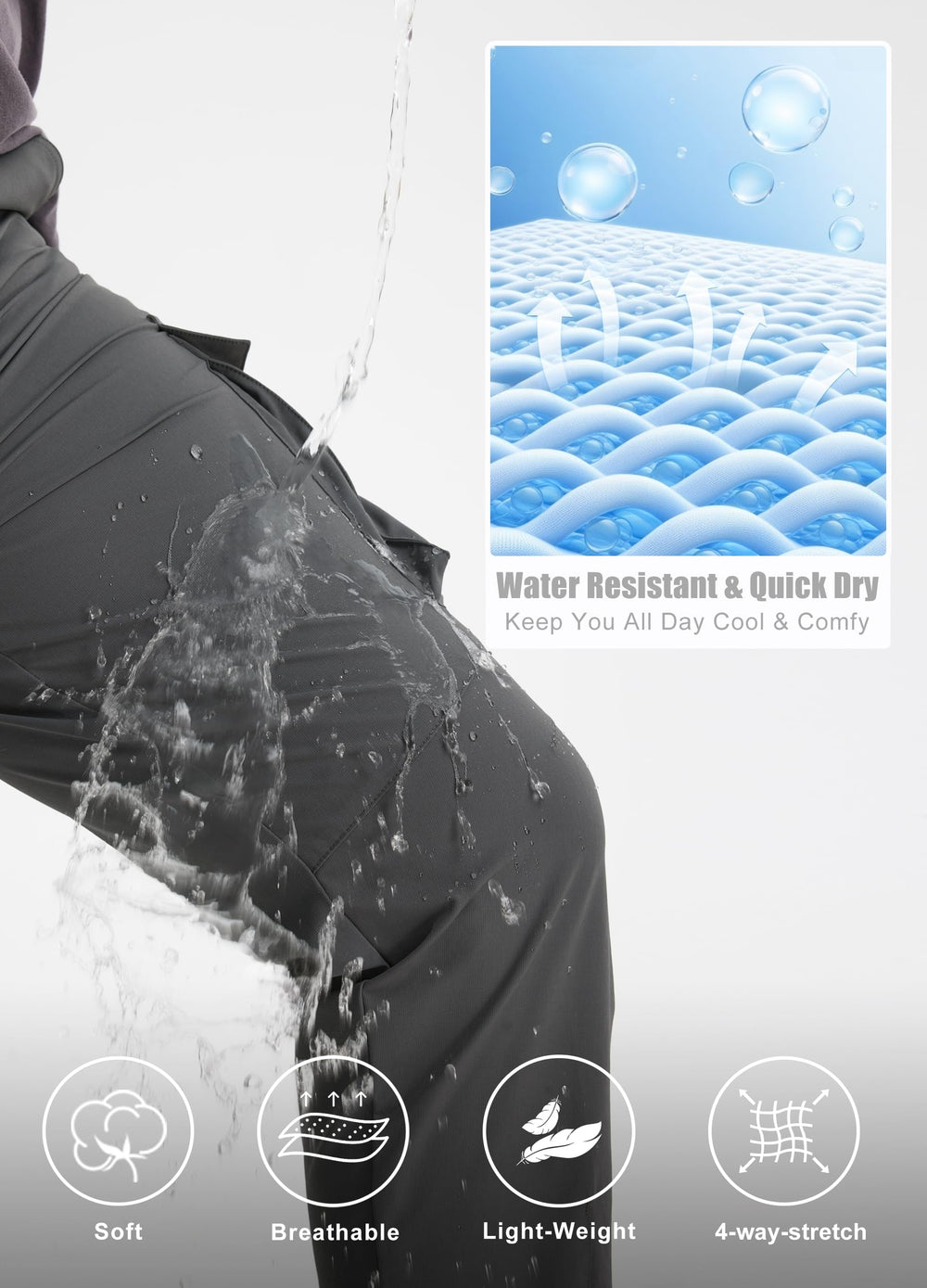 Libin hiking pants 3D knee tailoring enabling flexible movement.