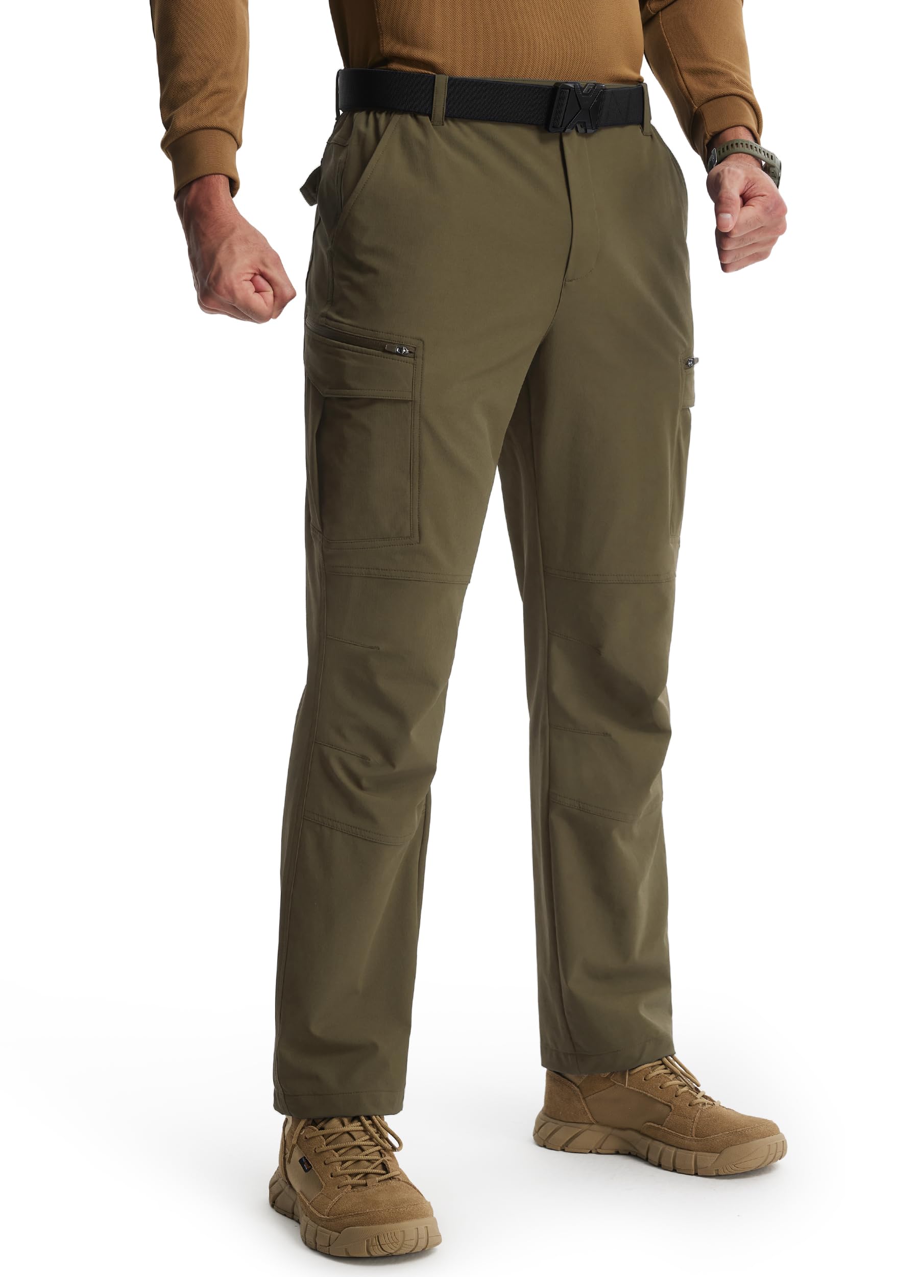 Libin men's hiking pants front view shows eight-pocket layout for quick access.