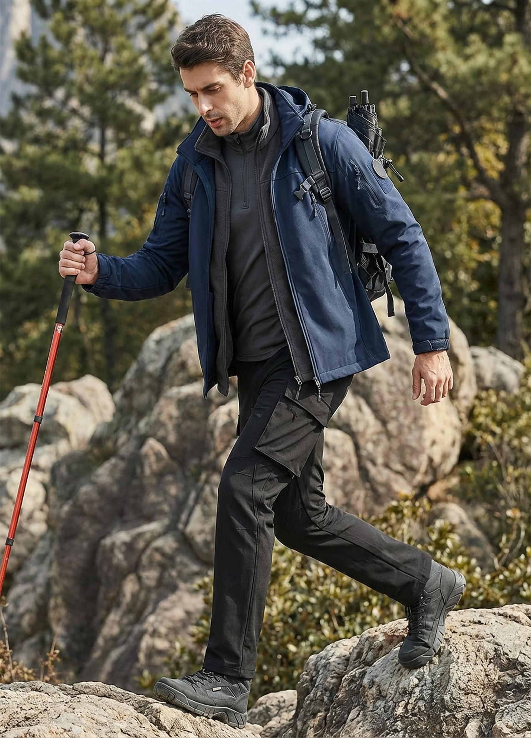 Libin men's hiking pants featuring cargo pockets for organized tool storage.