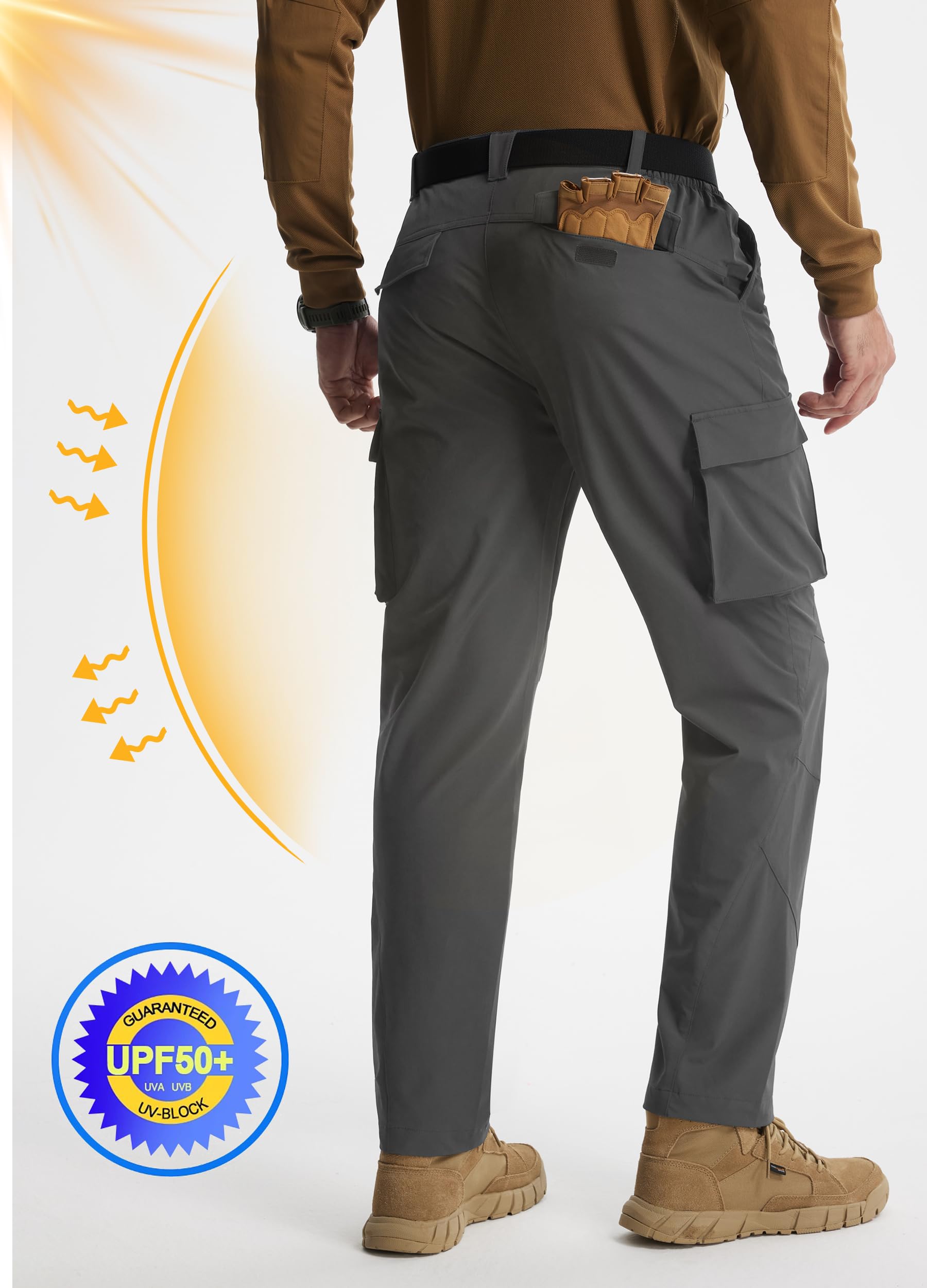 Libin hiking pants elastic waist belt-loop design offers comfortable everyday fit.