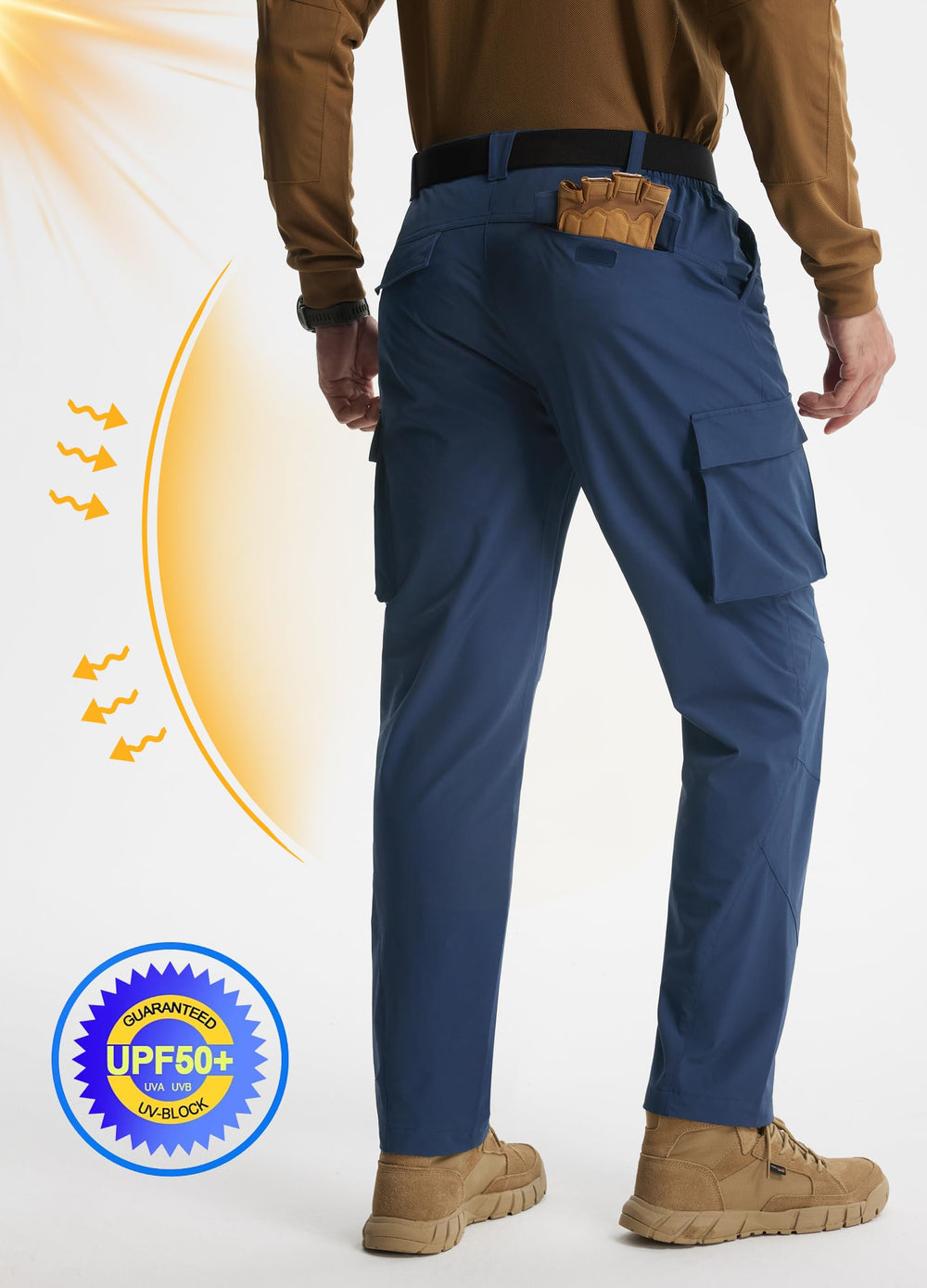 Libin men's hiking pants elastic waist with belt loops for adjustable comfort