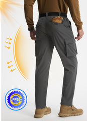 Libin hiking pants elastic waistband with belt loops for adjustable fit.