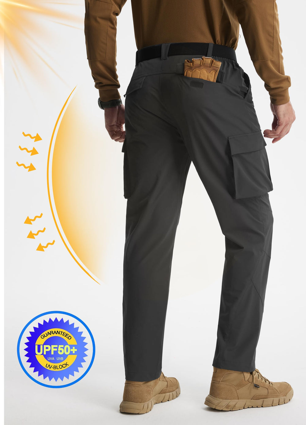 Libin hiking pants elastic waistbelt offers comfortable adjustable fit.