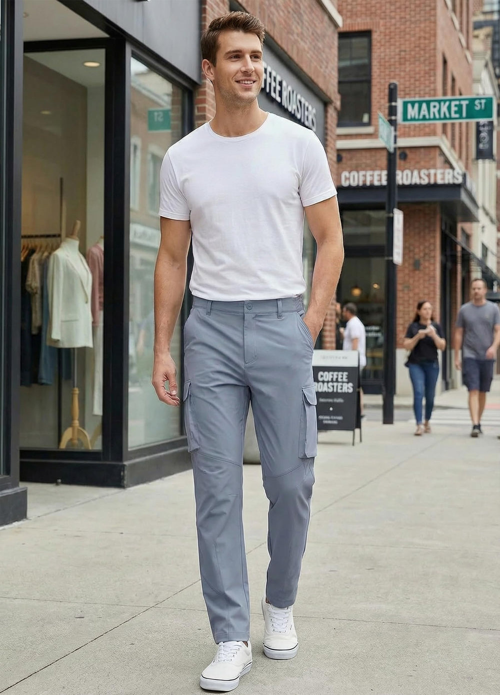 Libin men's pants showing multiple pockets for essential gear on hikes.