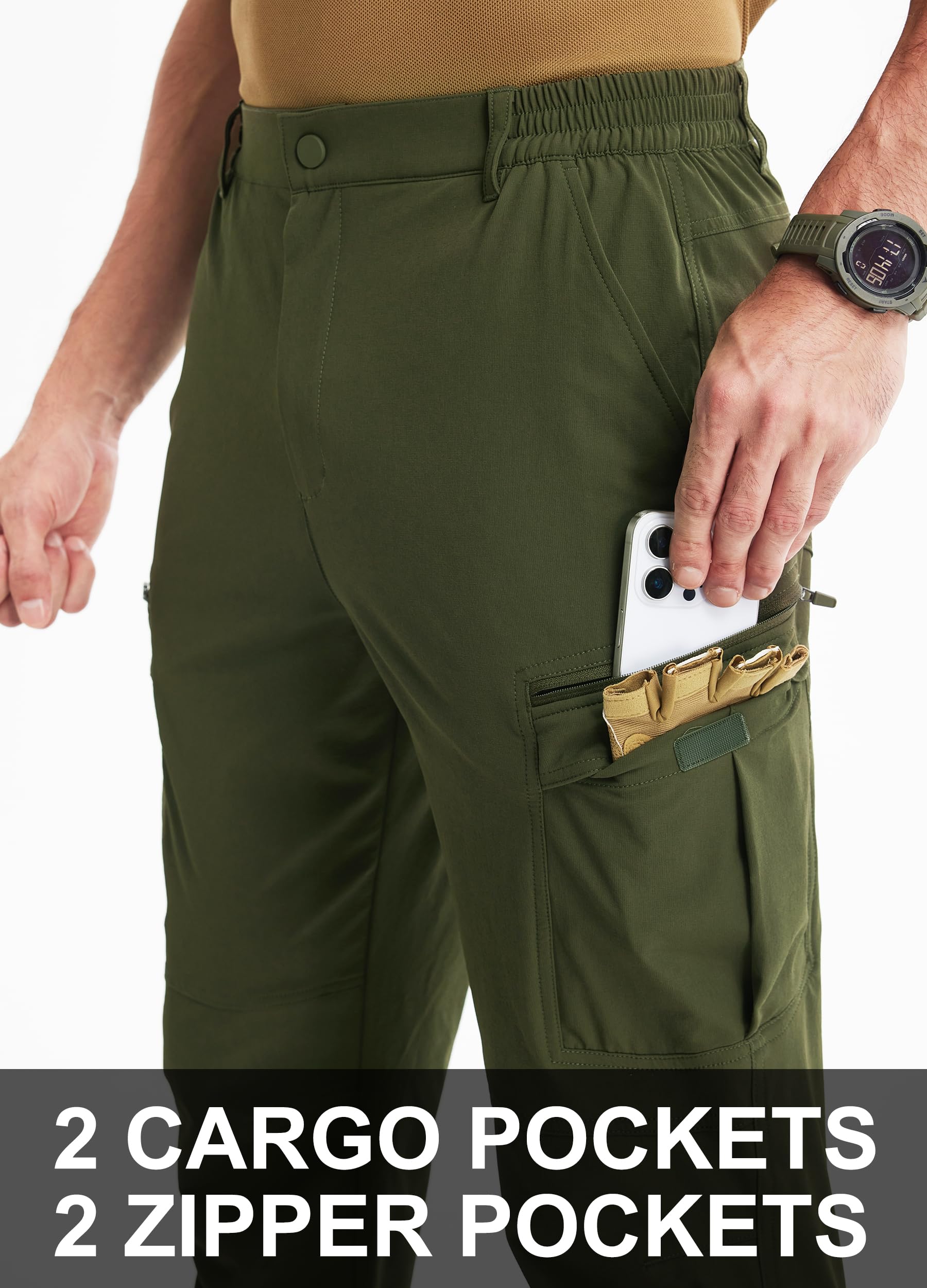 Libin hiking pants fabric quick-dry action shot demonstrates fast moisture evaporation.