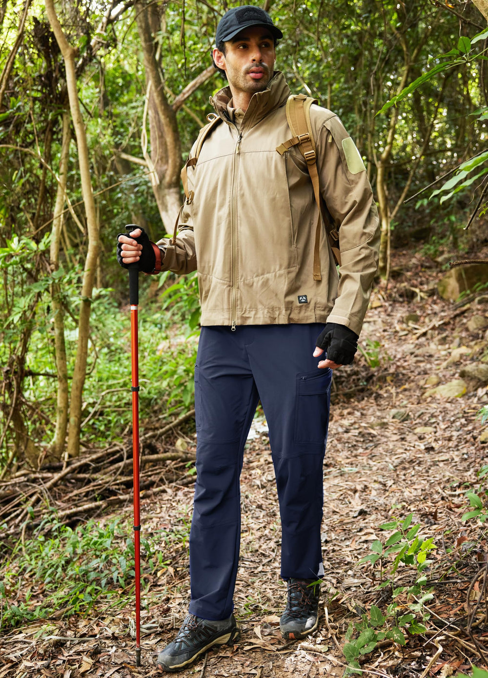 Libin hiking pants with side zipper pockets for secure storage during travel.