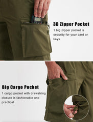 Libin men's quick dry shorts army green fabric closeup reveals lightweight breathable construction.