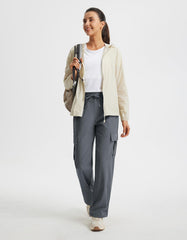 Libin women's cargo pants back pocket zipper for secure valuables.