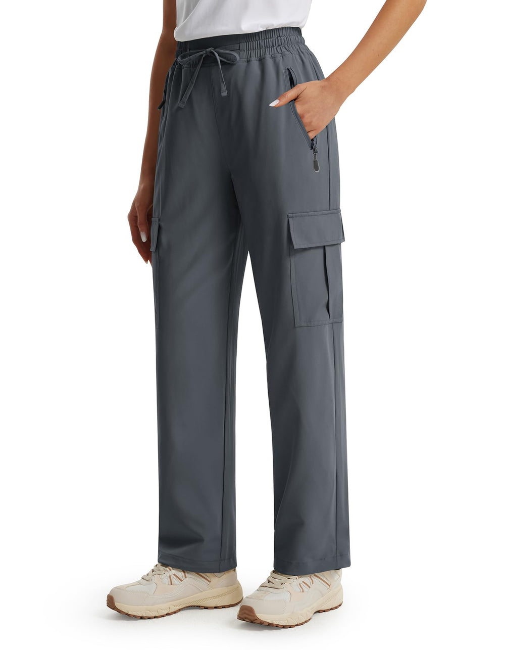 Libin women's cargo hiking pants front view with lightweight quick-dry fabric for outdoor hikes.
