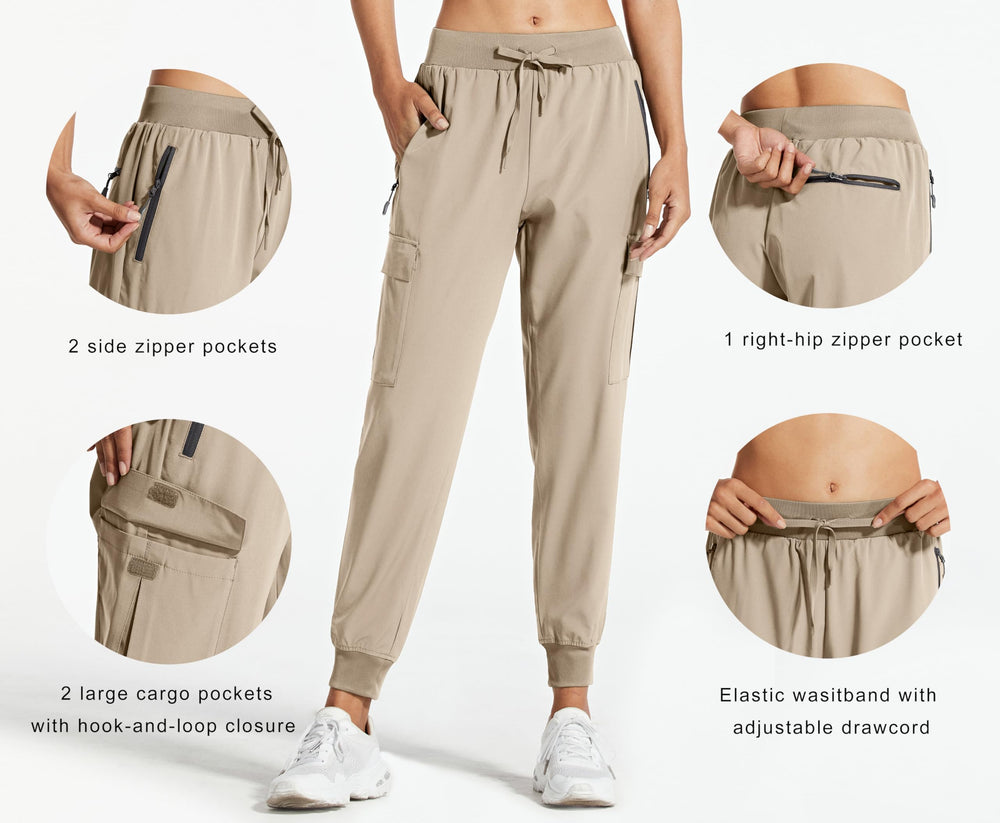 Libin Women's Cargo Joggers stretchy ankle cuffs offer sporty styling and easy wear.
