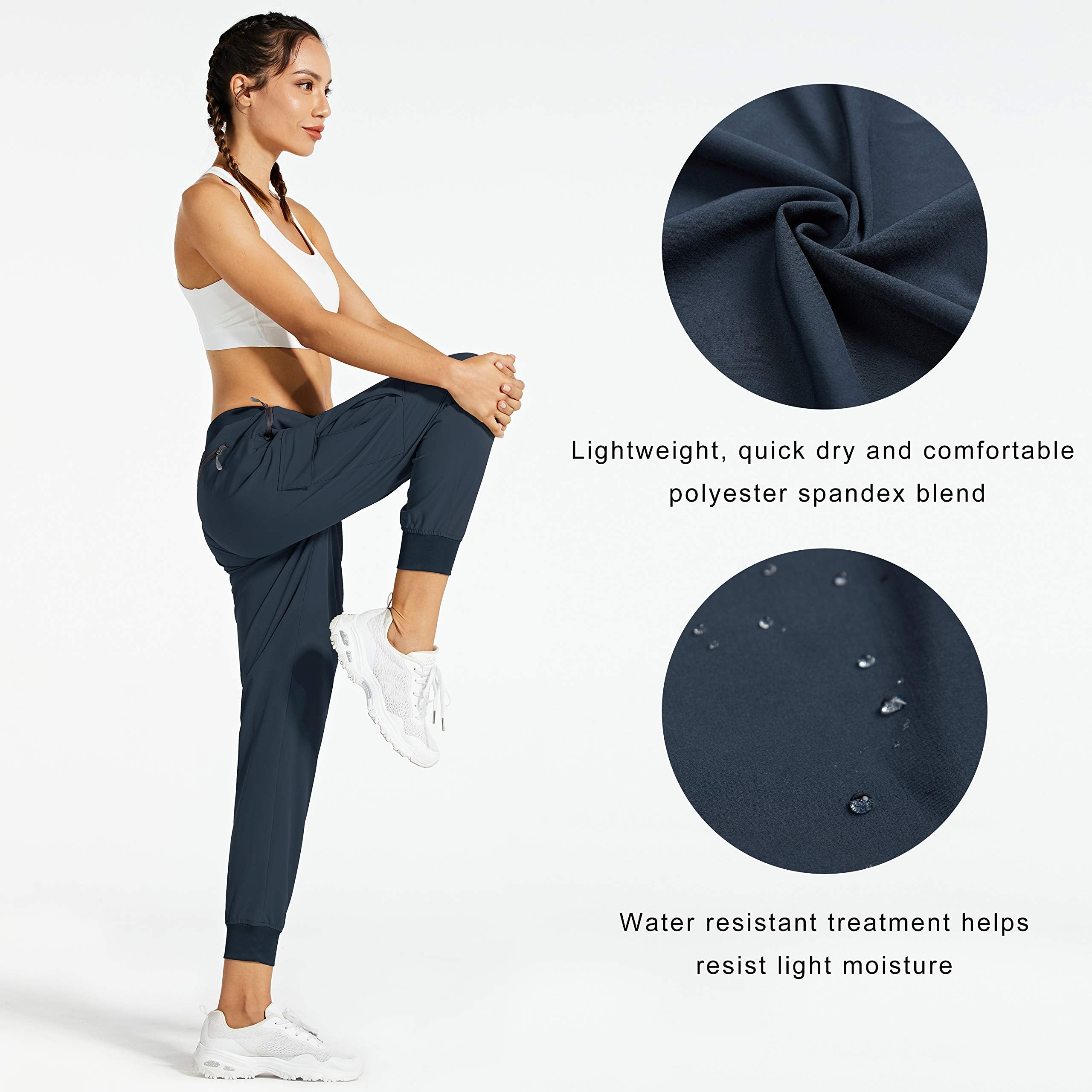 Libin women's cargo joggers navy quick-dry fabric closeup highlights breathable material for hiking