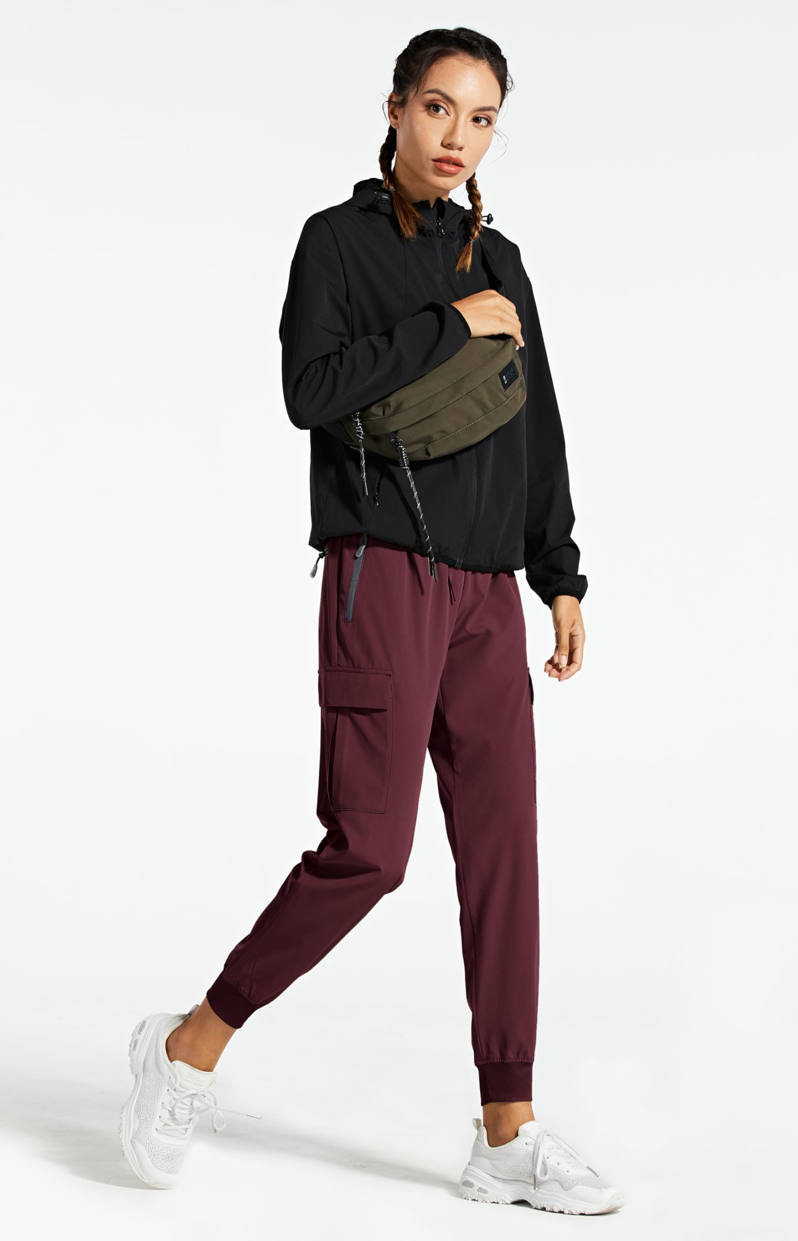 Libin women's cargo joggers stretchy ankle cuffs suit hiking and travel.