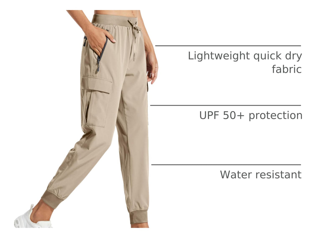 Libin Women's Cargo Joggers waist drawstring demonstrates adjustable fit and comfort.