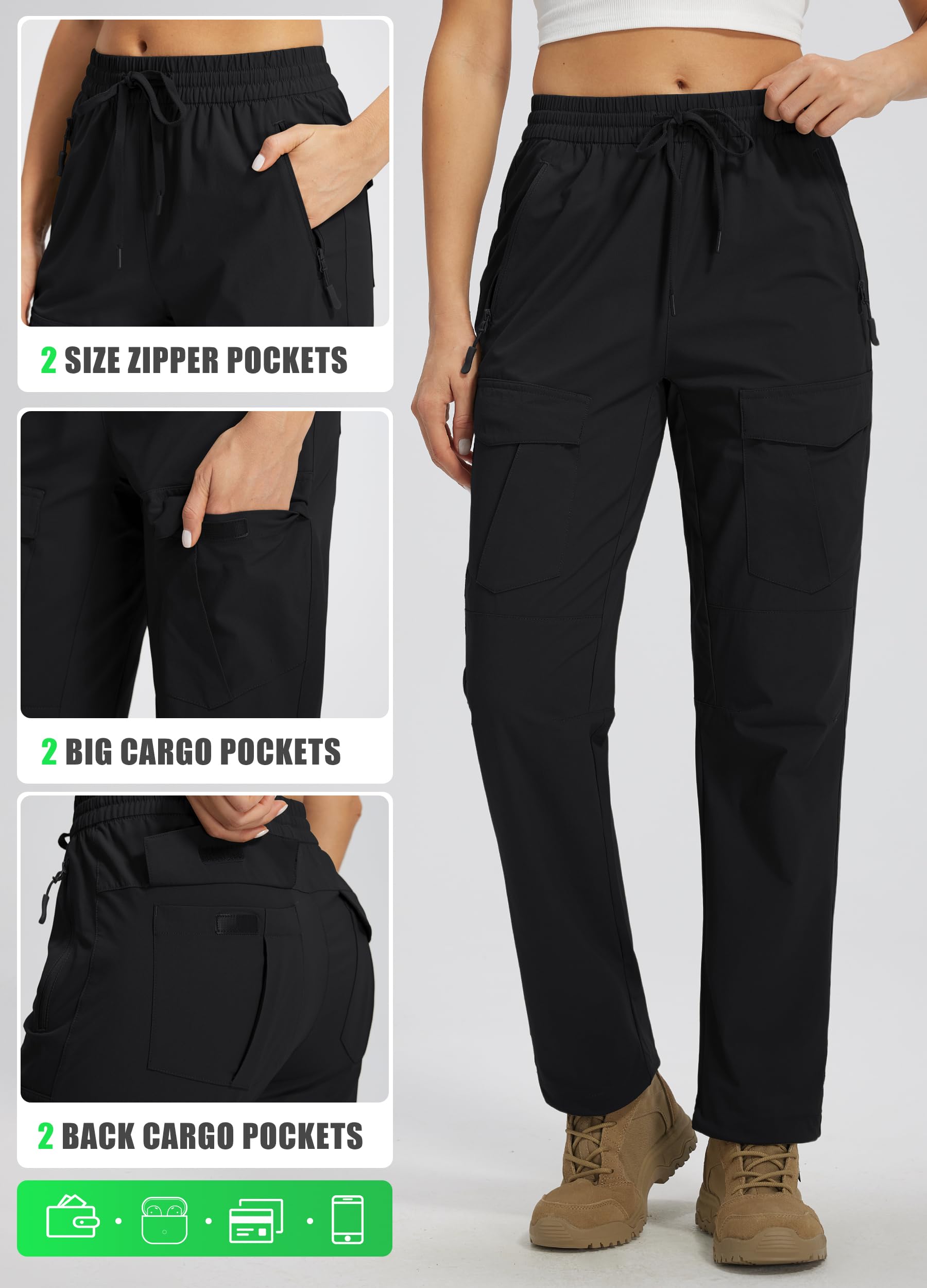 Libin women's hiking pants cargo pockets with secure hook-and-loop closures