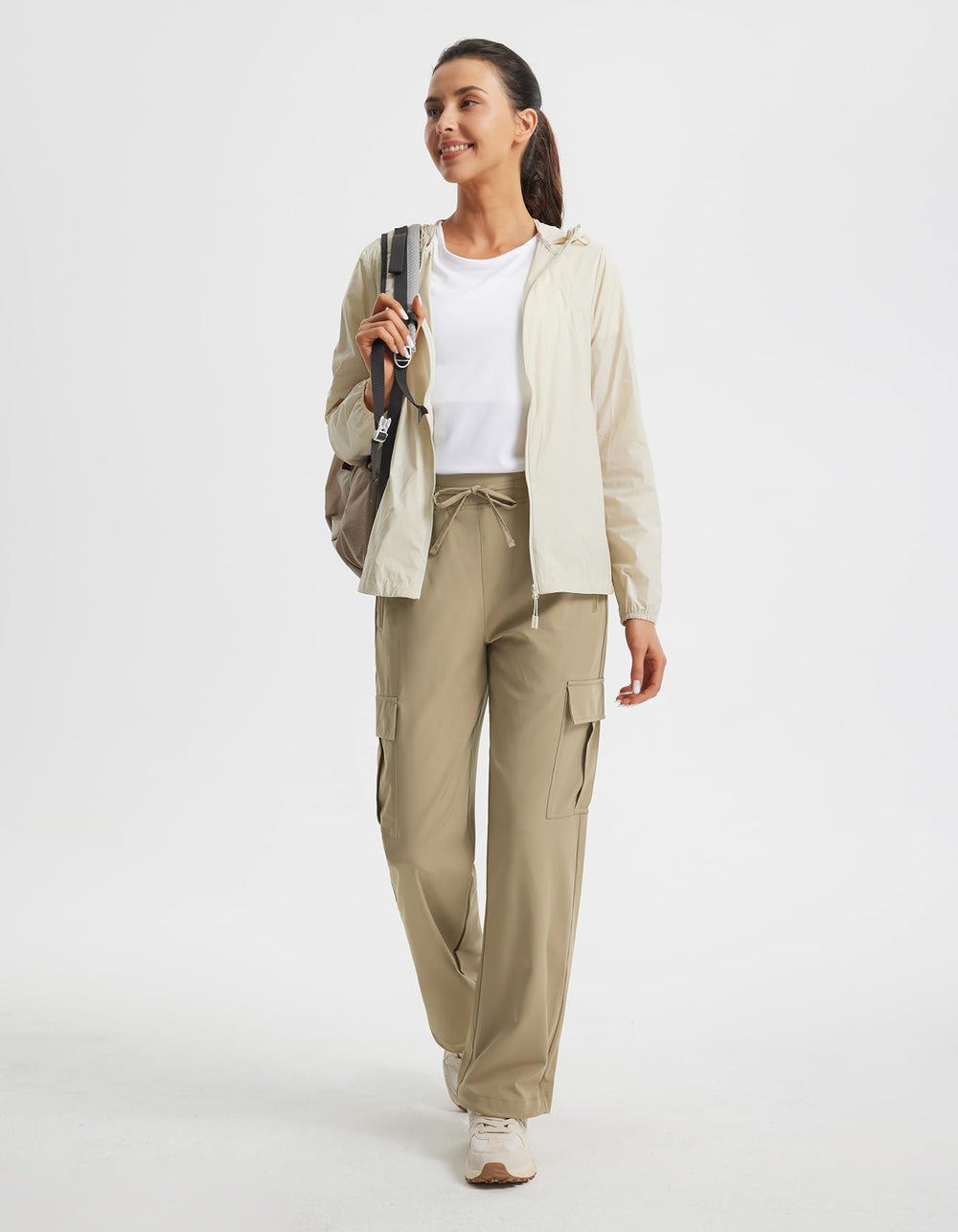 Libin women's hiking pants hem with adjustable drawstring close-up for versatile fit
