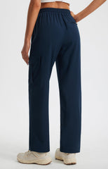 Libin women's hiking pants navy back pocket storage on the trail.