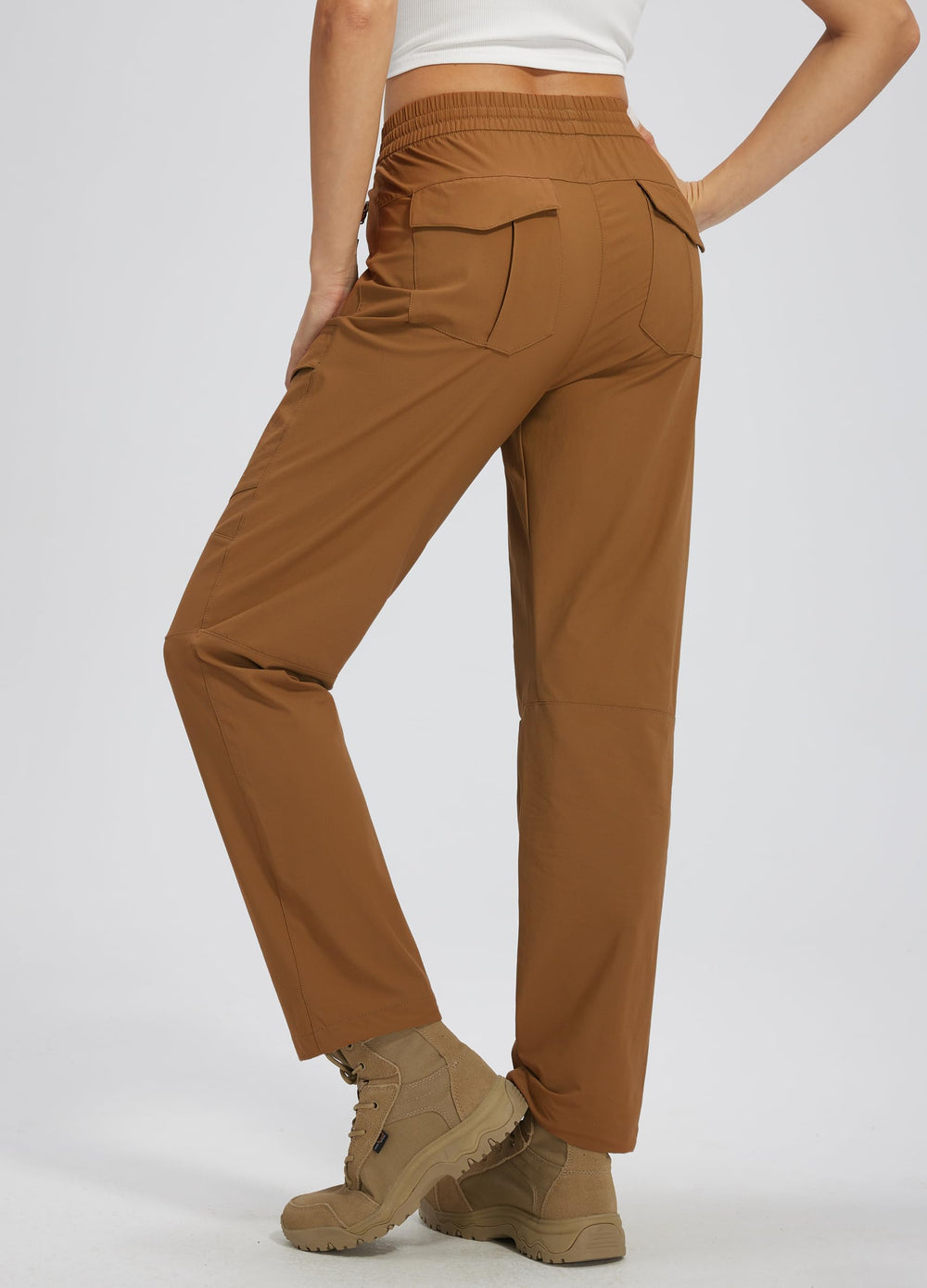Libin women's hiking pants side pocket close-up highlights secure front zip pockets.